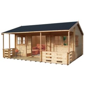 Shire Kingswood 18x20 ft Toughened glass Apex Tongue & groove Wooden Cabin with Felt tile roof