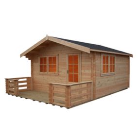 Shire Kinver 12x14 Toughened glass Apex Tongue & groove Wooden Cabin - Base not included