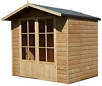 Shire Lumley 7x5 ft Toughened glass Apex Wooden Summer house (Base included) - Assembly service included