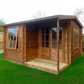Shire Ringwood 12x13 ft Toughened glass & 2 windows Apex Wooden Cabin with Tile roof - Assembly service included