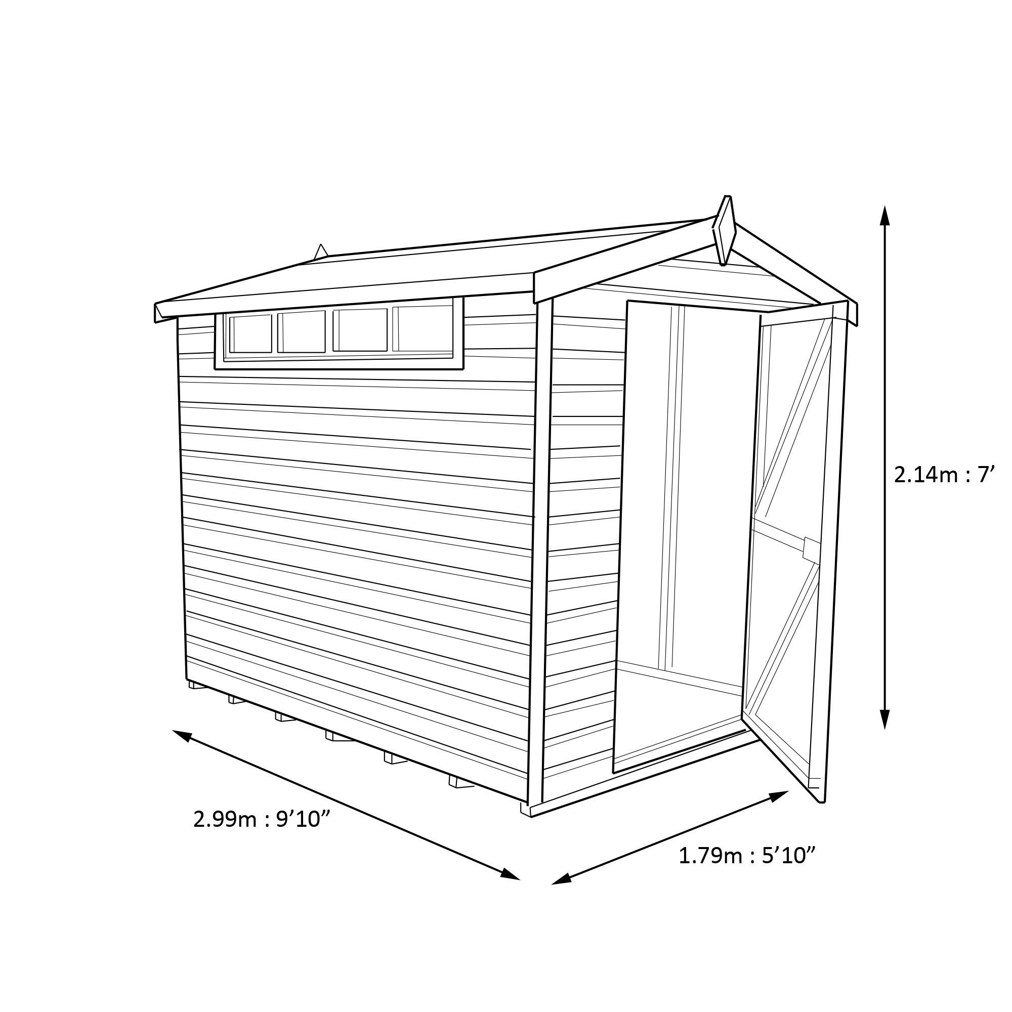 Shire Security Cabin 10x6 ft Apex Wooden Shed with floor & 4 windows