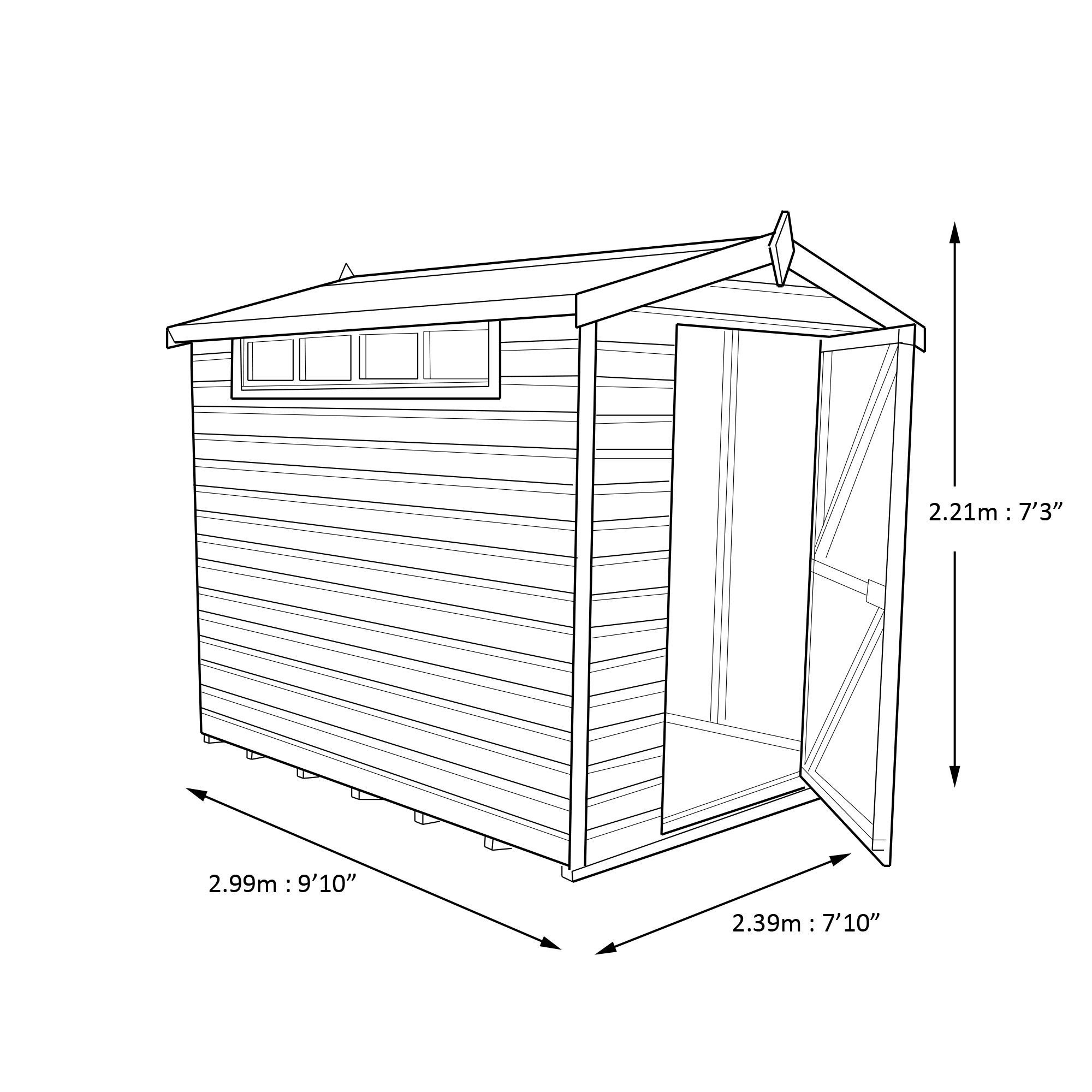 Shire Security Cabin 10x8 ft Apex Wooden Shed with floor & 4 windows