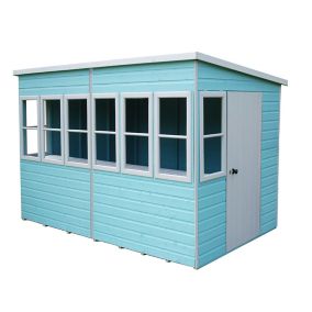 Shire Shiplap 10x6 ft Pent Wooden Dip treated Shed with floor & 6 windows