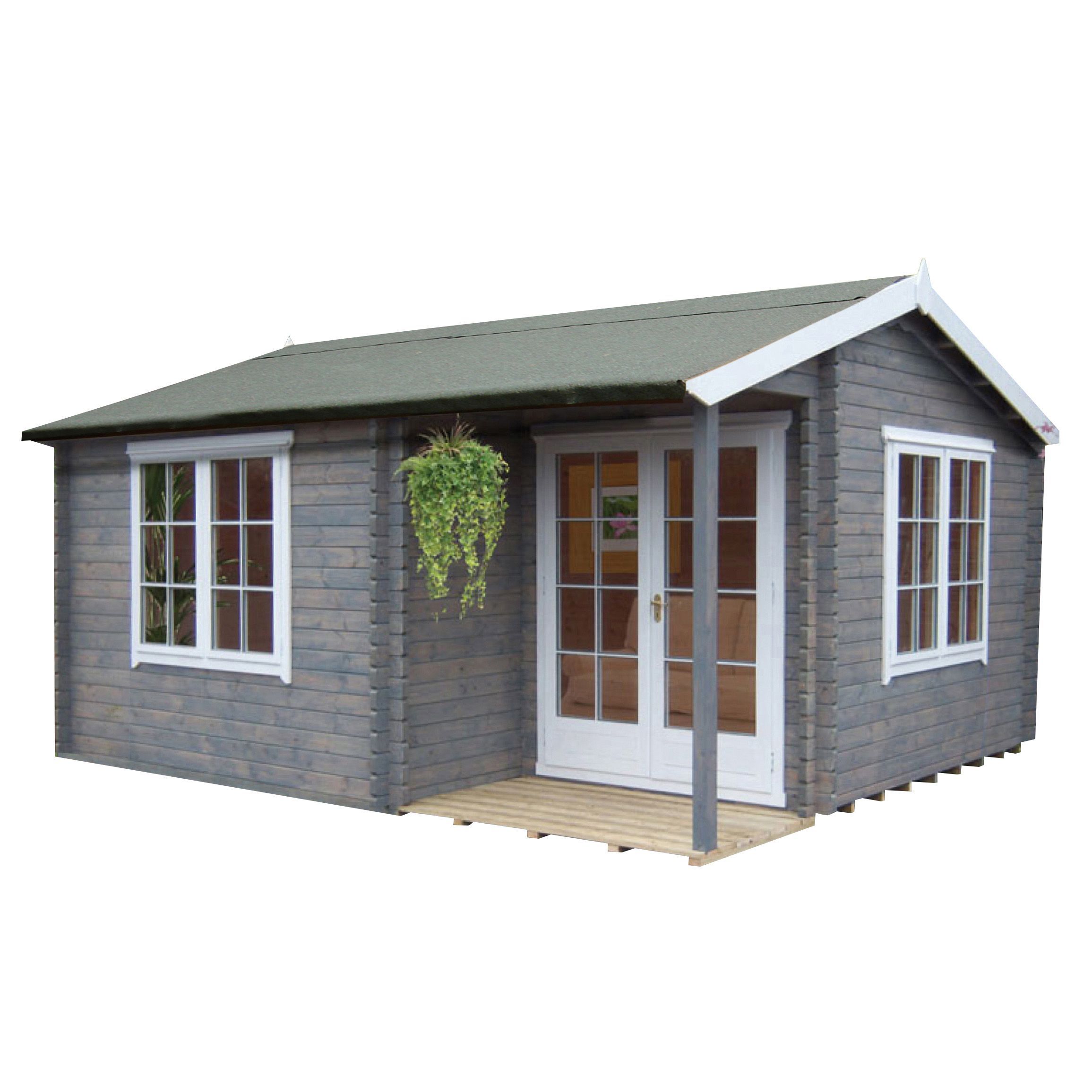 Shire Twyford 14x17 ft & 2 windows Apex Wooden Cabin with Felt tile roof - Assembly service included