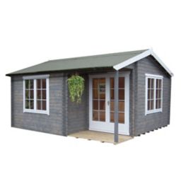 Shire Twyford 14x17 Toughened glass Apex Tongue & groove Wooden Cabin