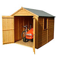 Shire Warwick 8x6 ft Apex Wooden 2 door Shed with floor & 1 window (Base included)