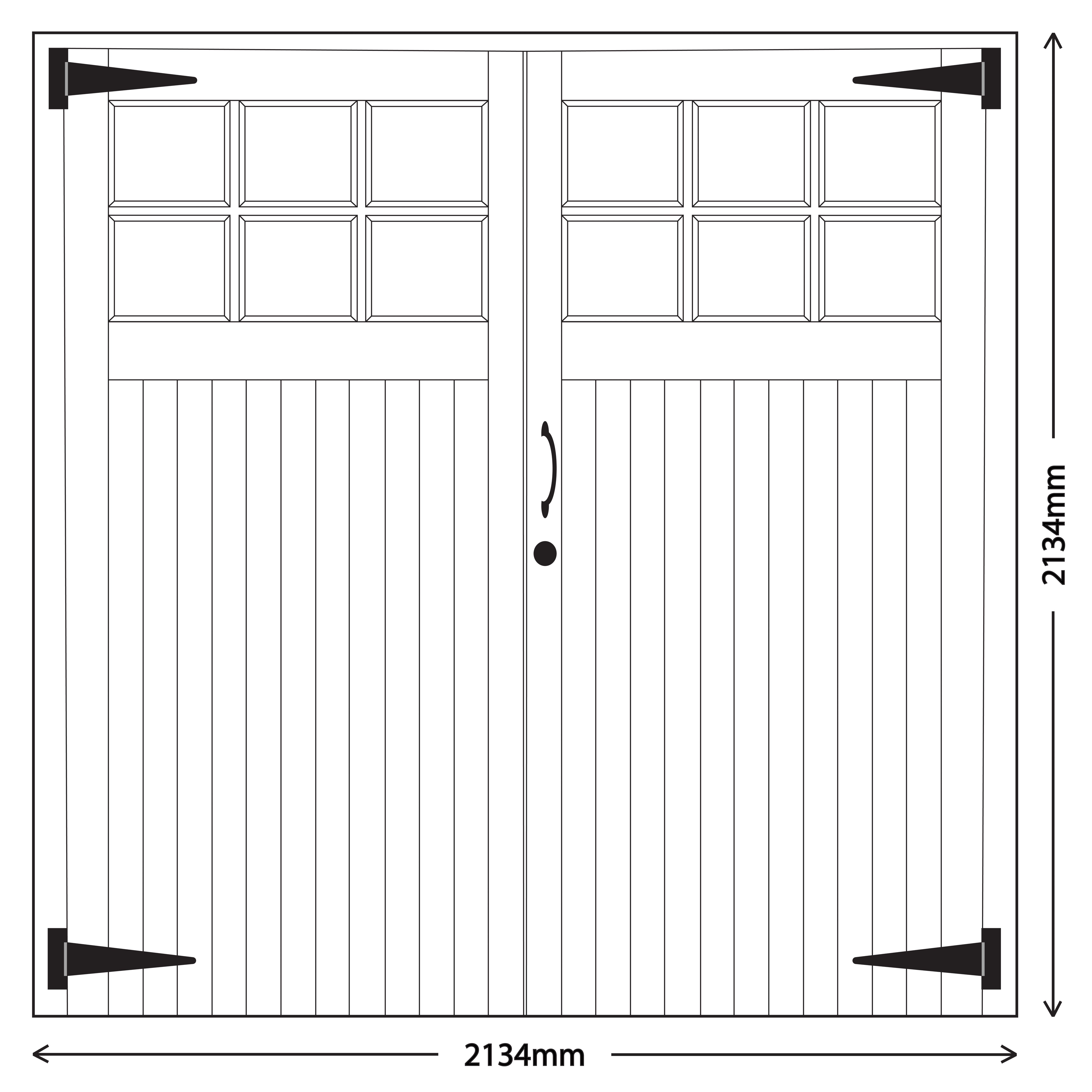 Side hung Glazed Garage door pair, (H)2134mm (W)2134mm