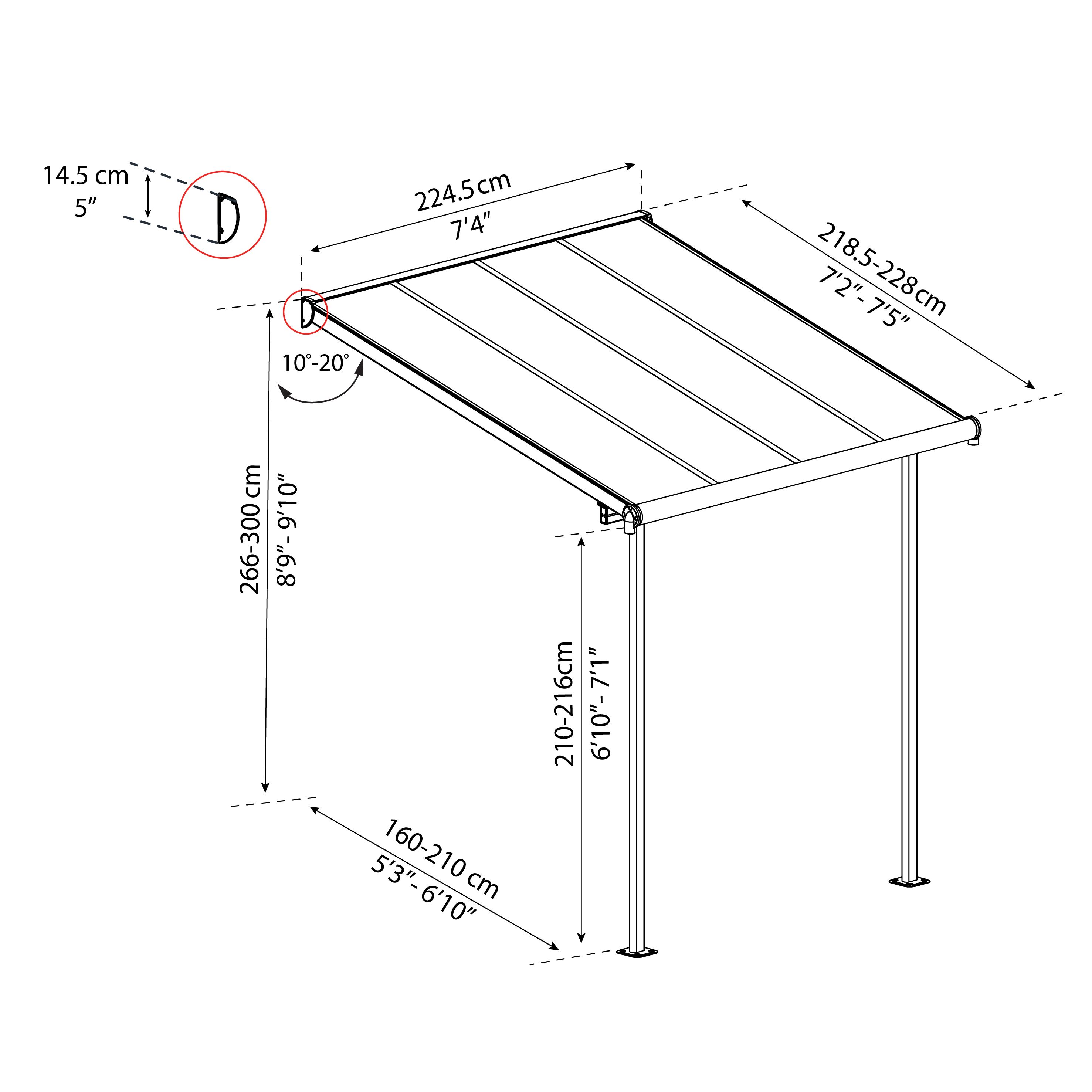 Sierra Grey Patio cover (H)3000mm (W)2280mm