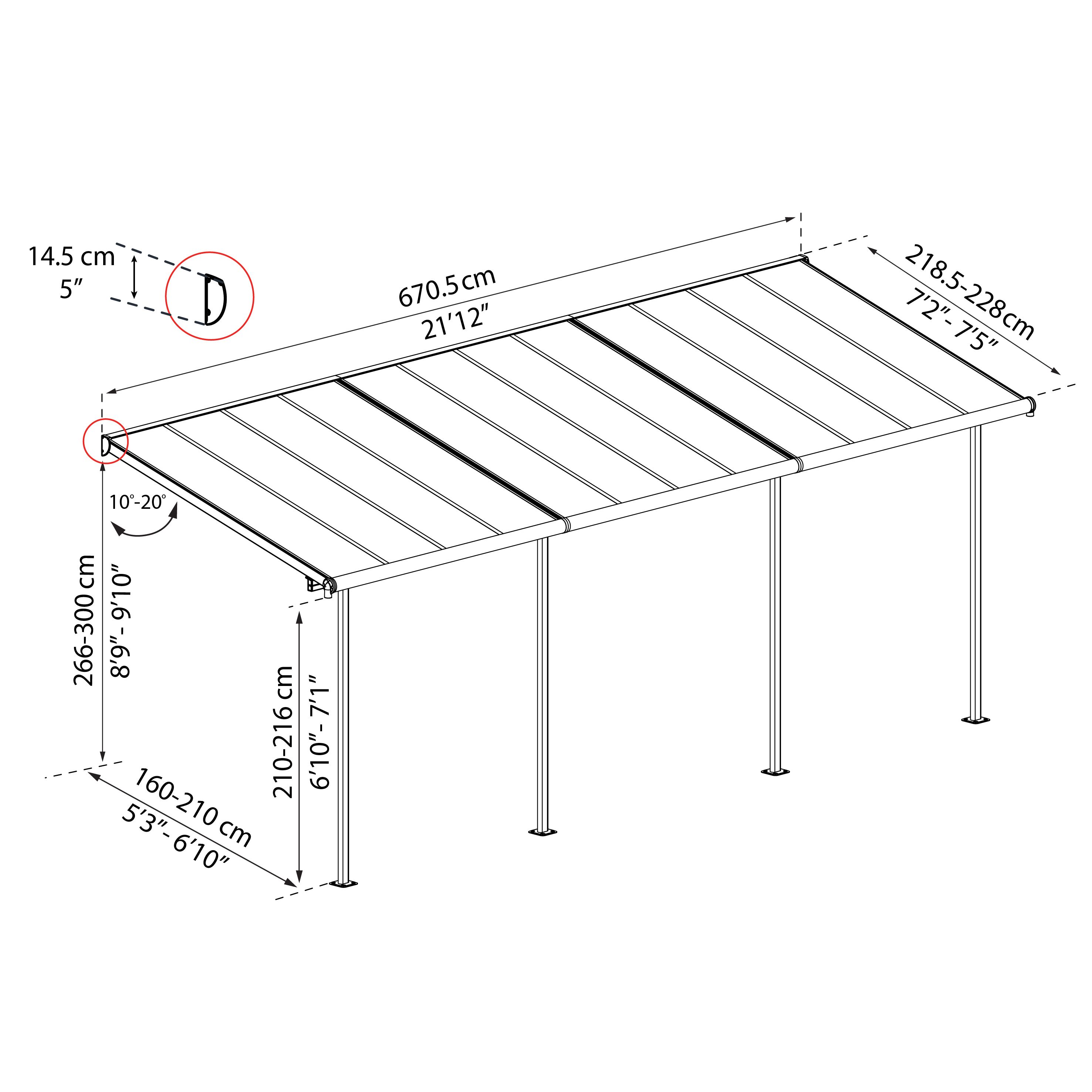 Sierra Grey Patio cover (H)3000mm (W)2280mm