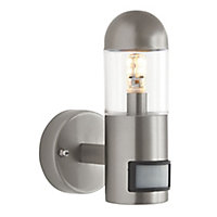 Sigma Fixed Chrome effect LED PIR Outdoor Wall light 3W