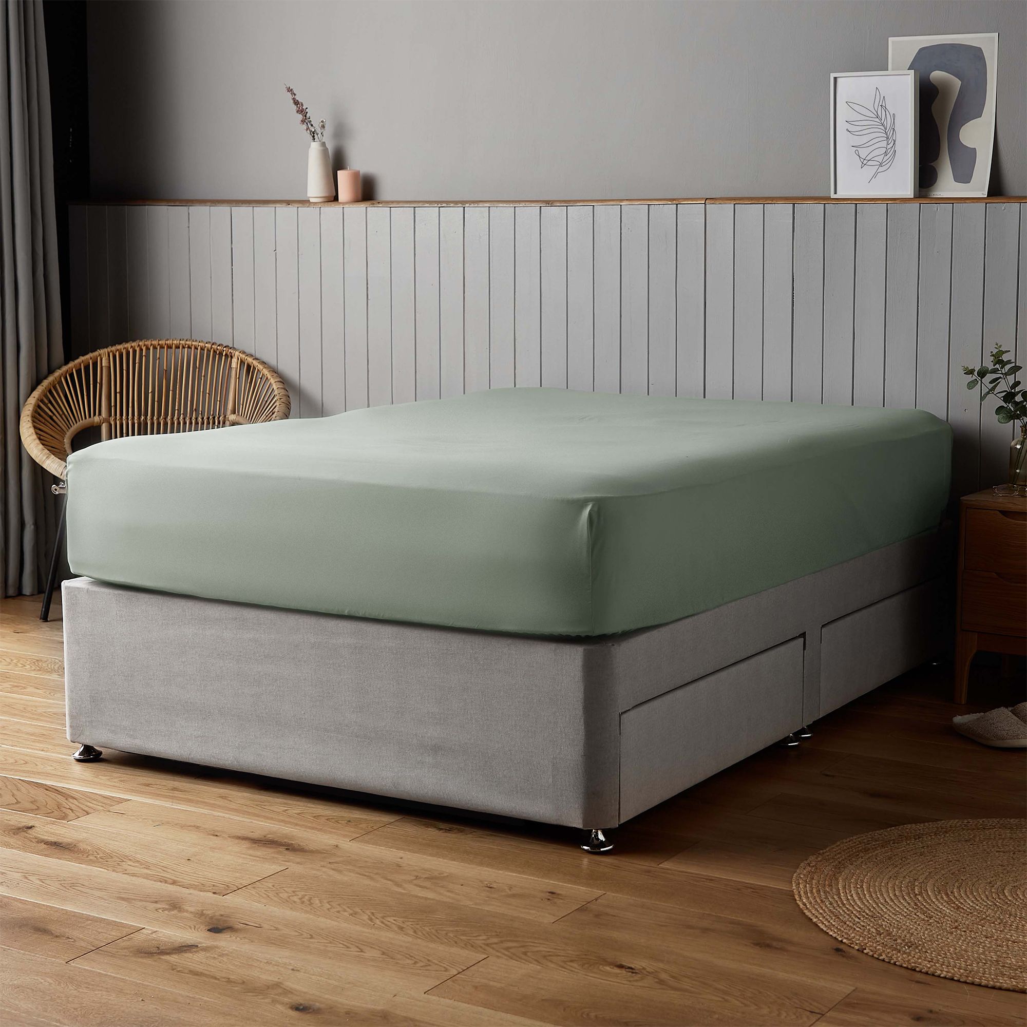 Silentnight Plain Sage Double Fitted sheet