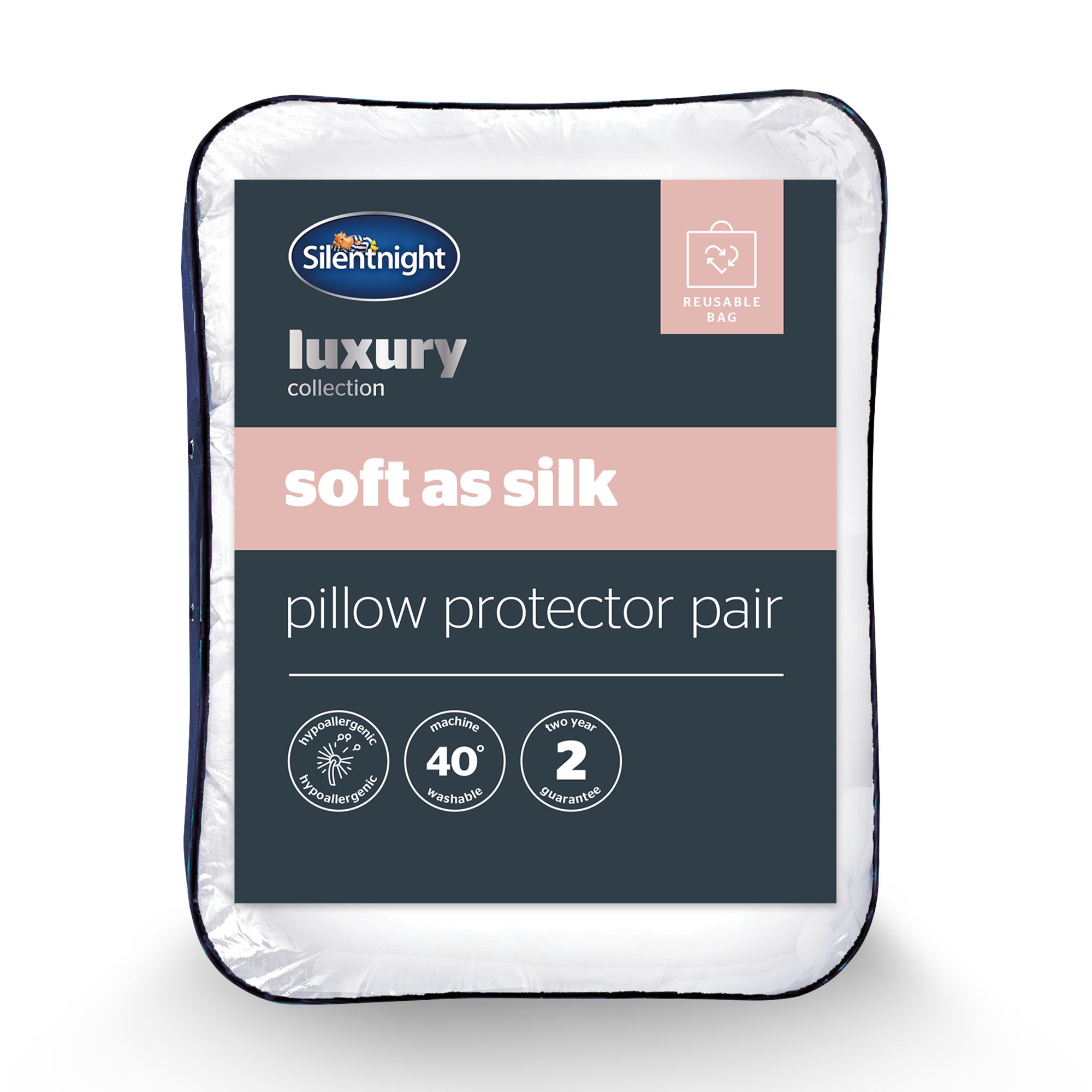 Silentnight Soft as silk White Polyester 75 x 46 Pillow protector Pair
