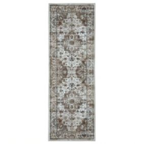 Silk Road Cream & Brown Keshan Medium Runner, (L)180cm x (W)60cm