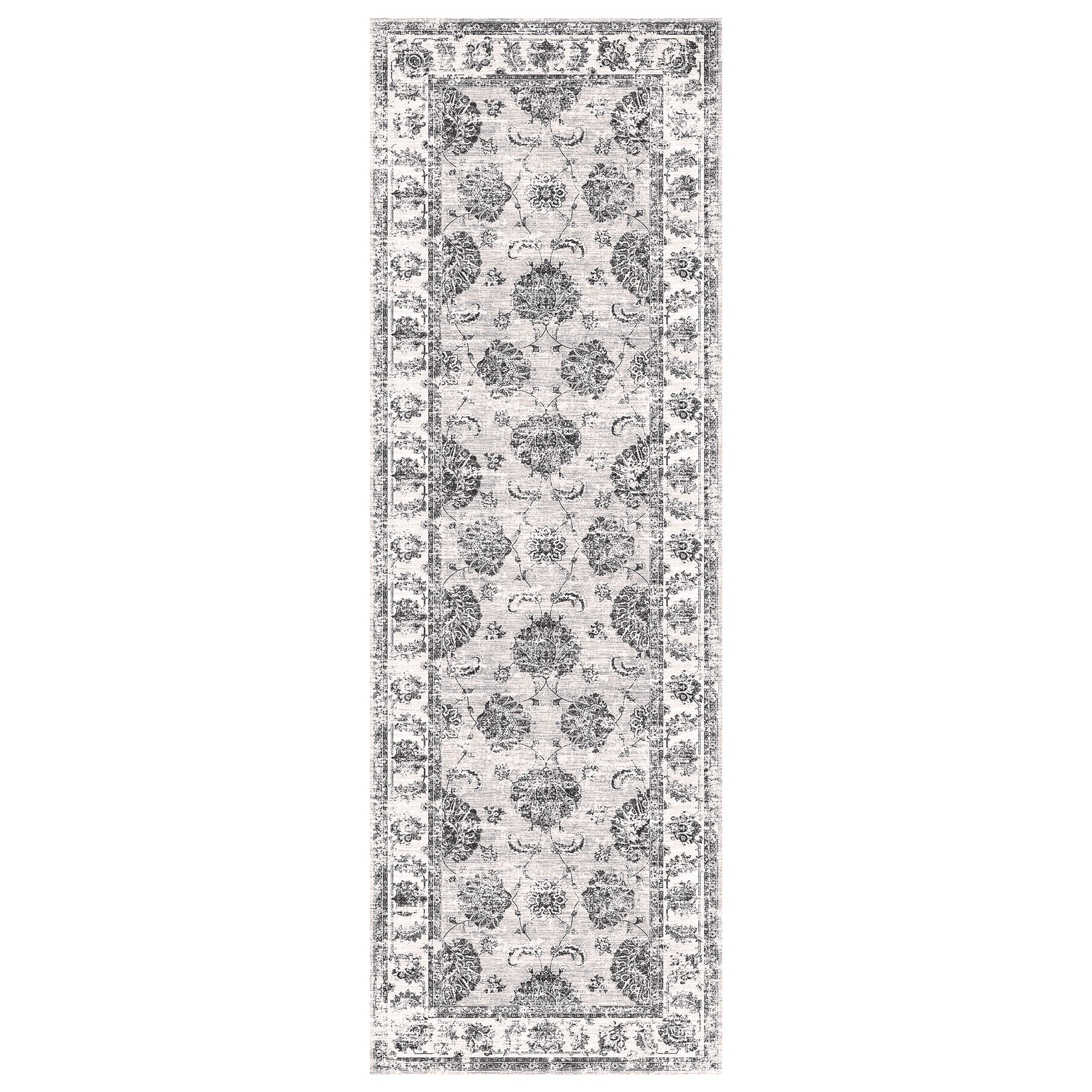 Silk Road Grey Sulus Medium Runner, (L)180cm x (W)60cm