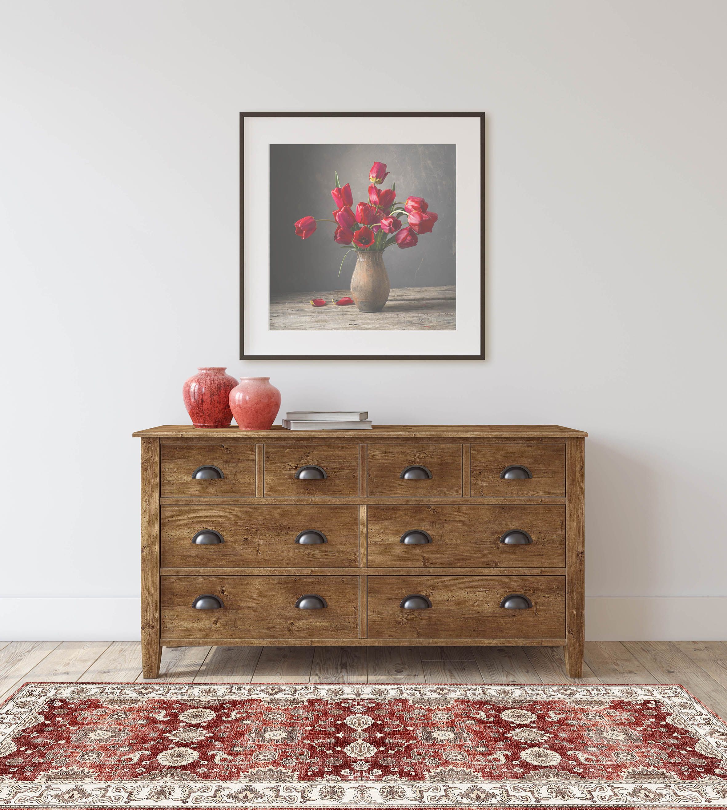 Silk Road Red Jasru Medium Runner, (L)180cm x (W)60cm