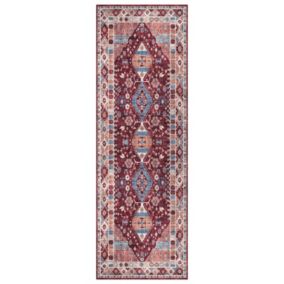 Silk Road Red Madar Medium Runner, (L)180cm x (W)60cm