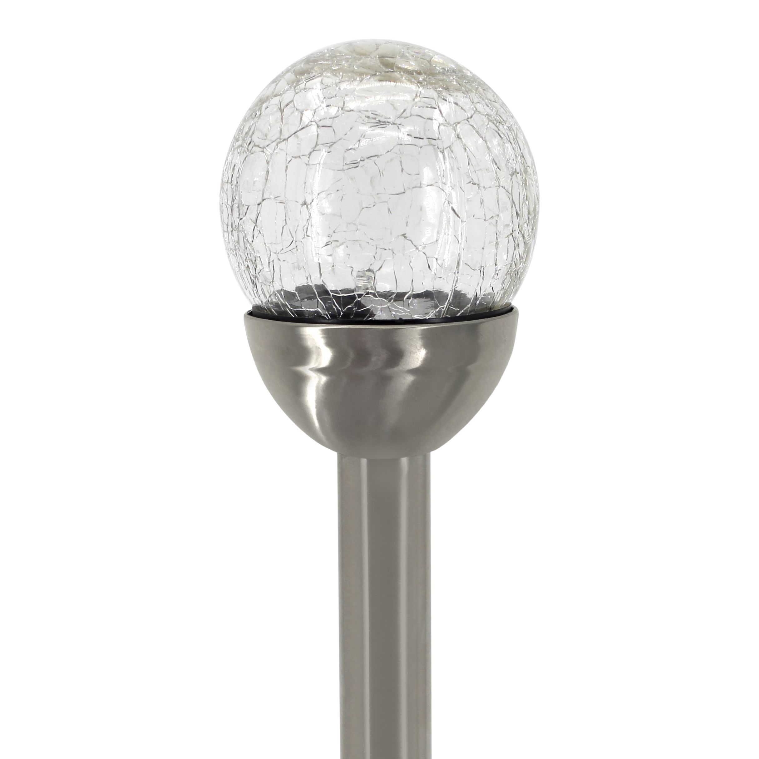 Silver & clear Crackle effect Solar-powered Integrated LED Outdoor Stake light