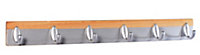 Silver effect 6 Hook rail, (L)450mm (H)12mm