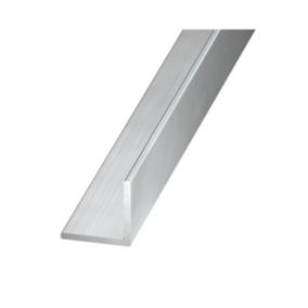 Silver effect Aluminium Equal L-shaped Angle profile, (L)2.5m (W)15mm