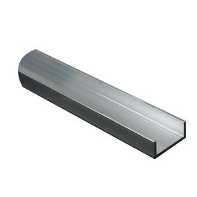 Silver effect Aluminium Equal U-shaped Angle profile, (L)1m (W)15mm