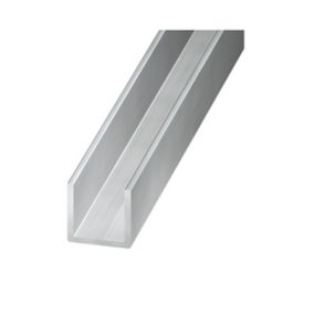 Silver effect Aluminium Equal U-shaped Angle profile, (L)2.5m (W)10mm