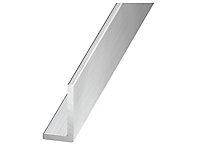 Silver effect Aluminium Unequal L-shaped Angle profile, (L)2.5m (W)20mm