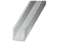 Silver effect Aluminium Unequal U-shaped Angle profile, (L)2.5m (W)15mm