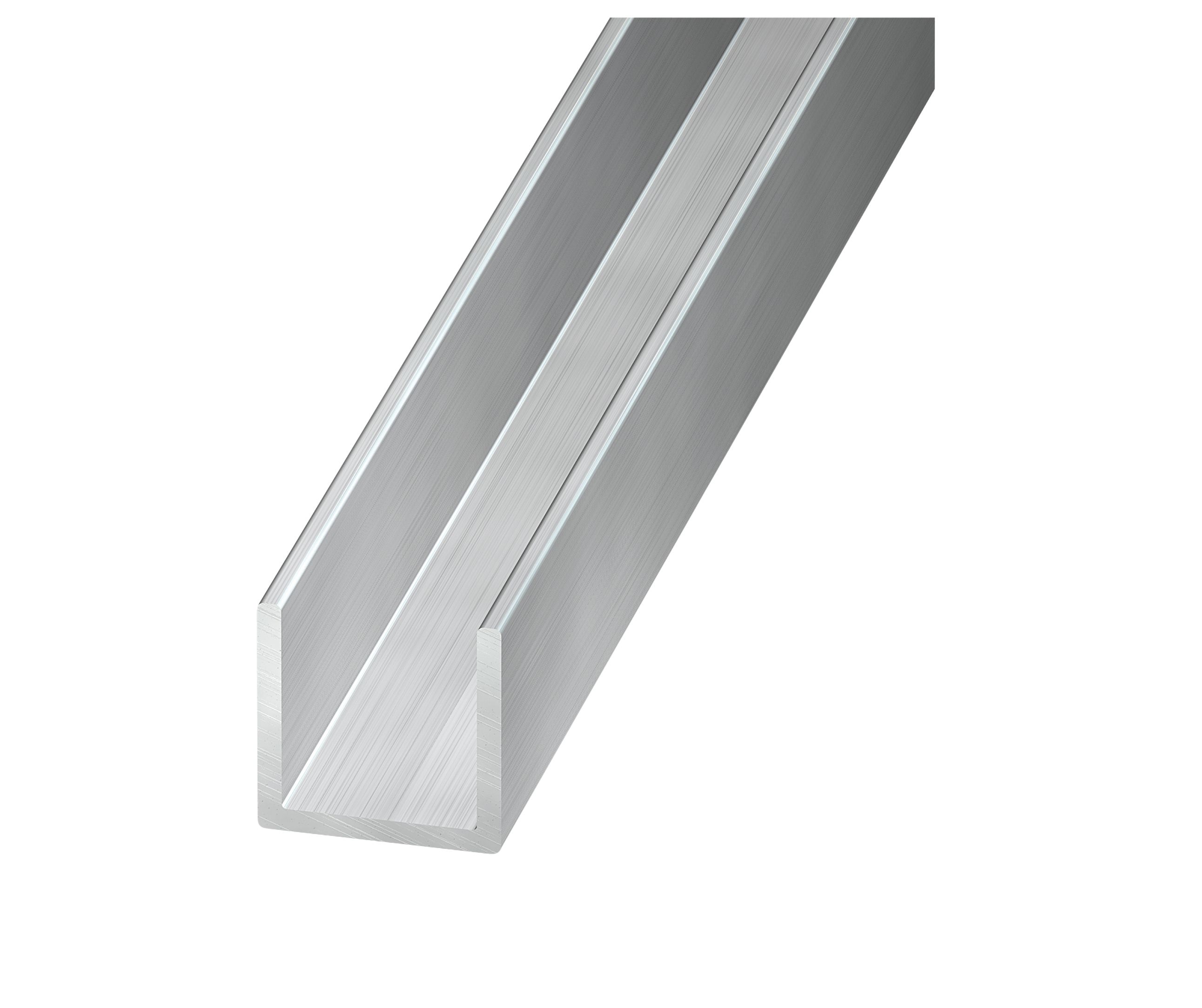 Silver effect Aluminium Unequal U-shaped Channel, (L)2m (W)10mm