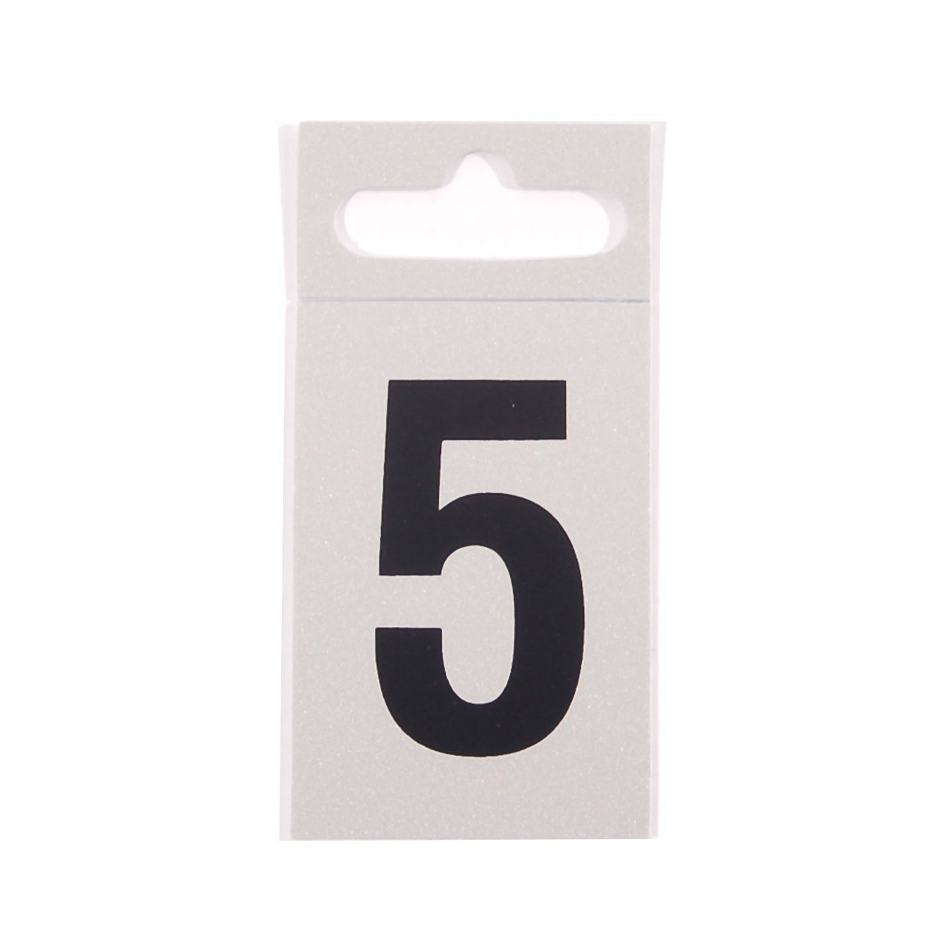 Silver effect Plastic Self-adhesive Door number 5, (H)50mm (W)30mm
