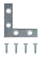 Silver effect Steel Corner plate (L)50mm (W)50mm, Pack of 4