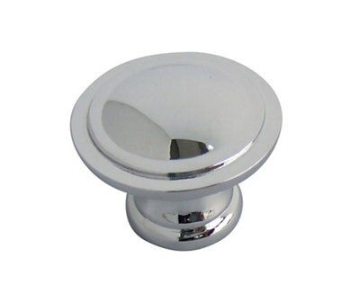 Silver Zinc alloy Chrome effect Round Furniture Knob (Dia)34.3mm