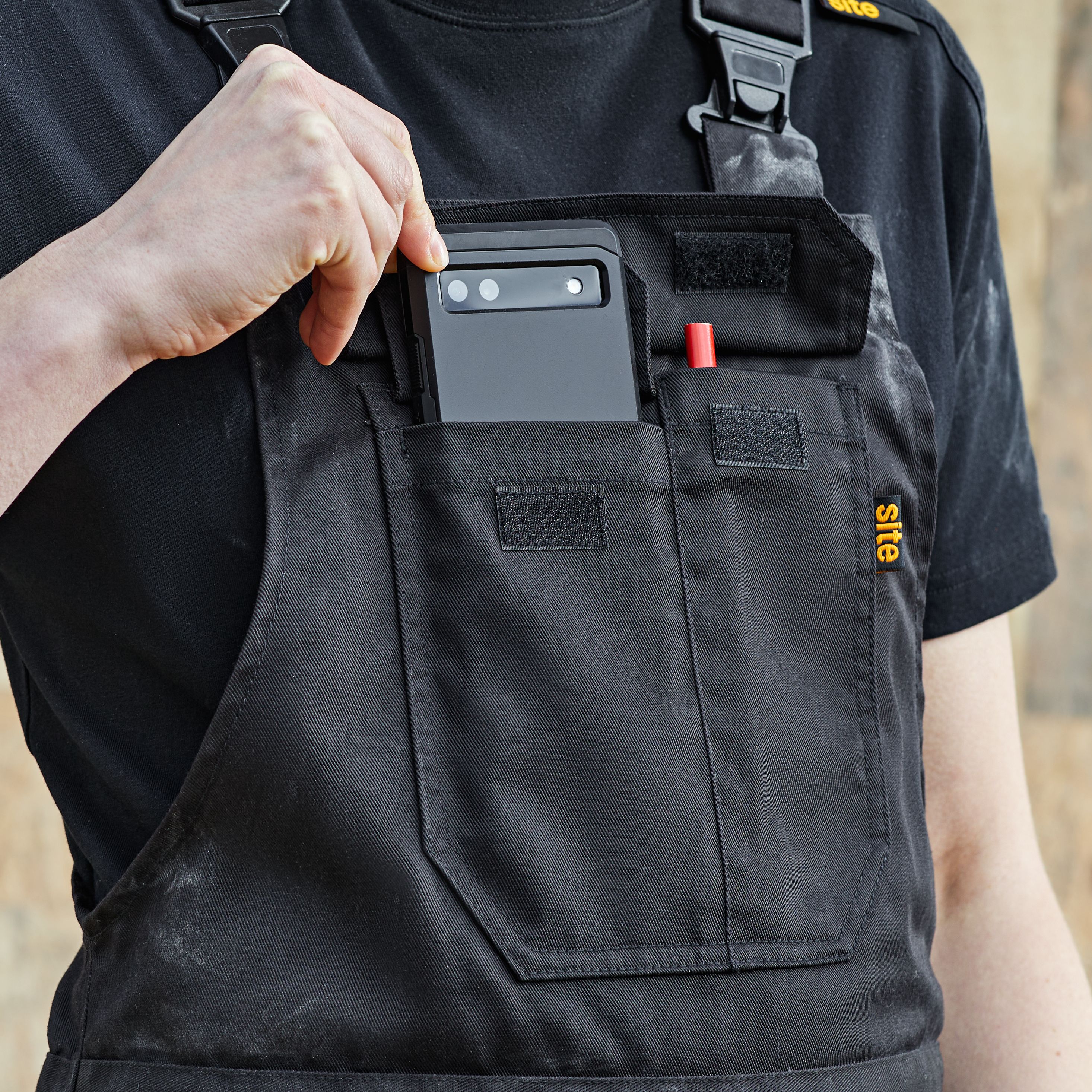 Site Black Bib & brace Large