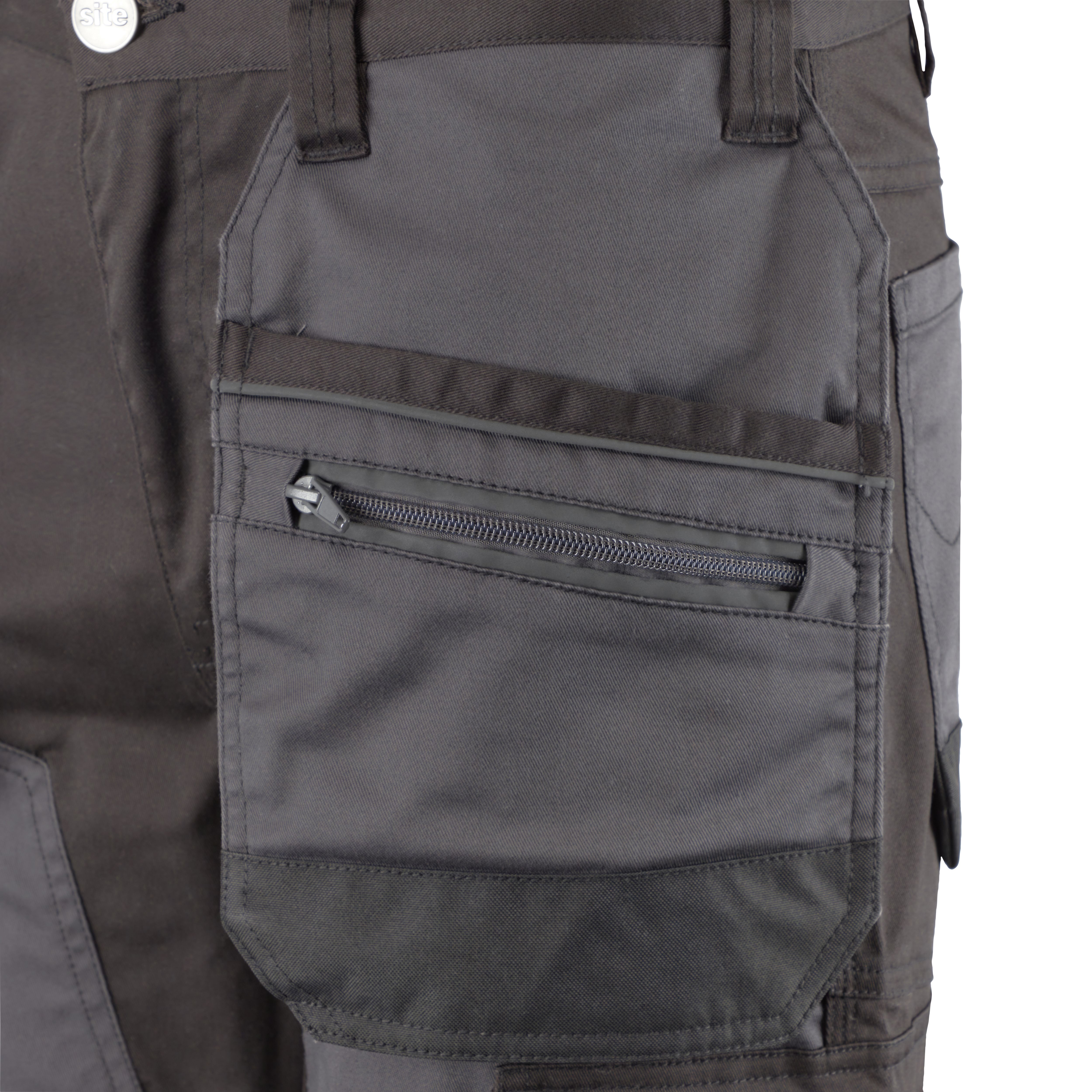 Site Bolden Grey & black Men's Holster pocket trousers, W32" L32"