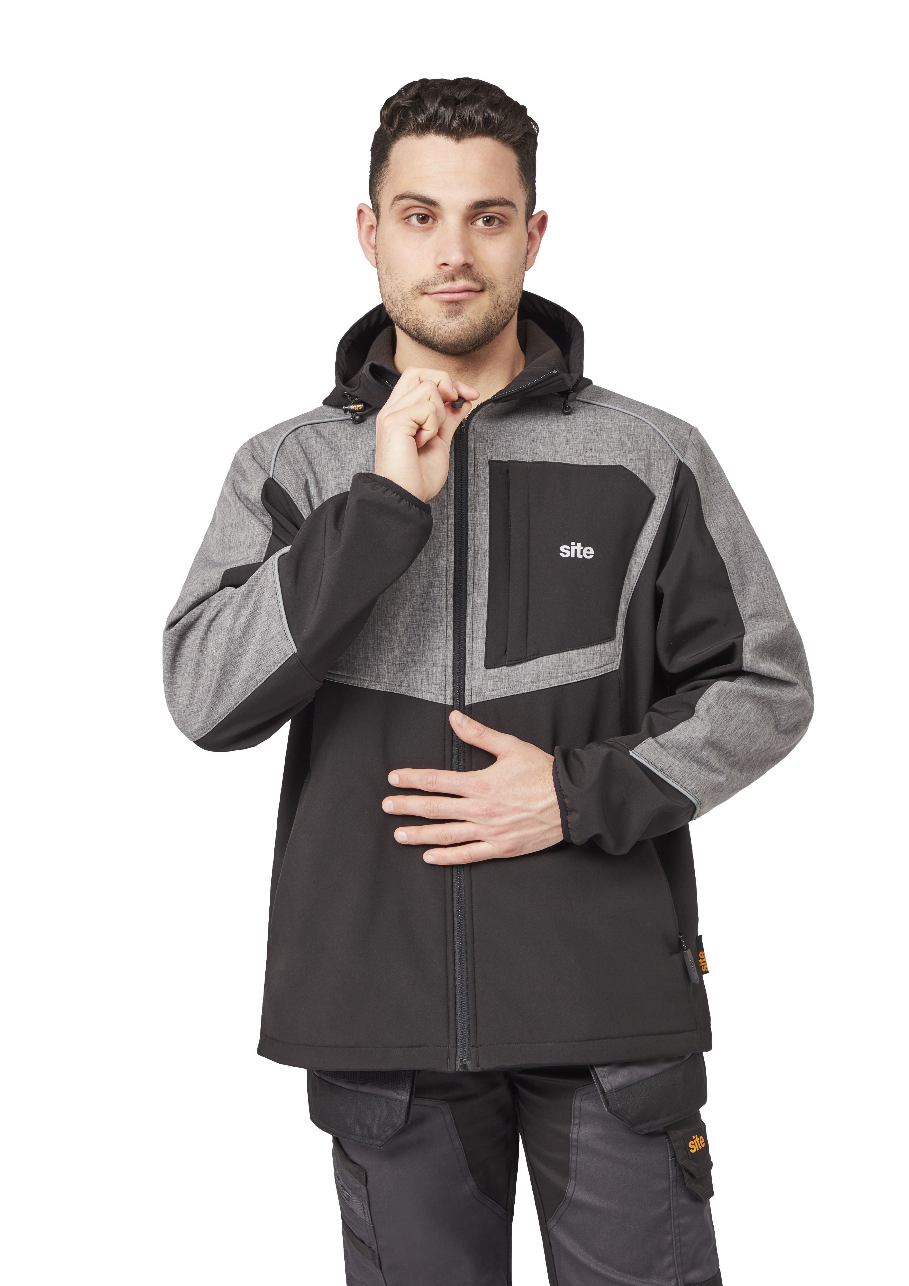 Site Cladwel Black & grey Men's Softshell jacket, X Large