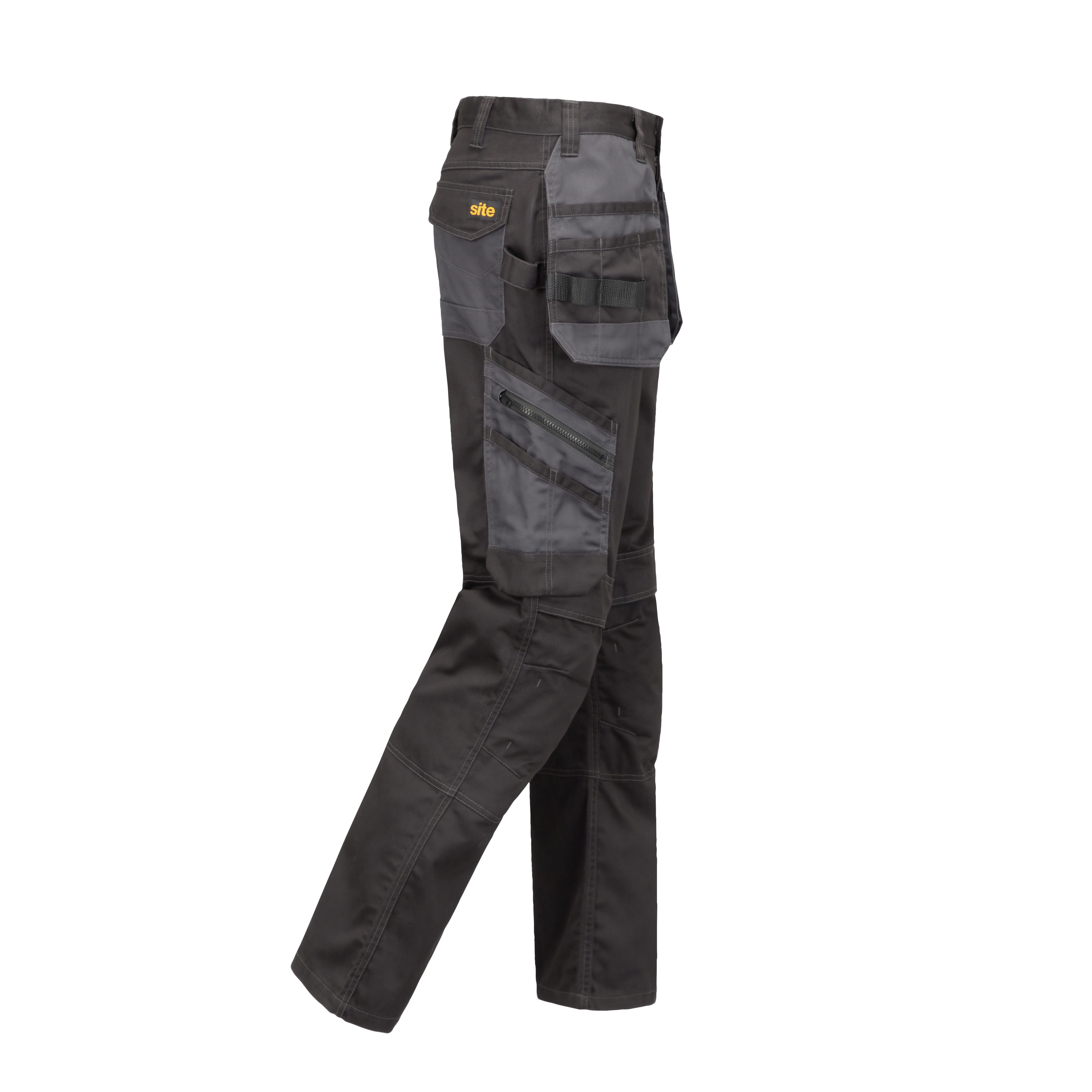 Site Coppell Black & grey Men's Holster pocket trousers, W32" L32"