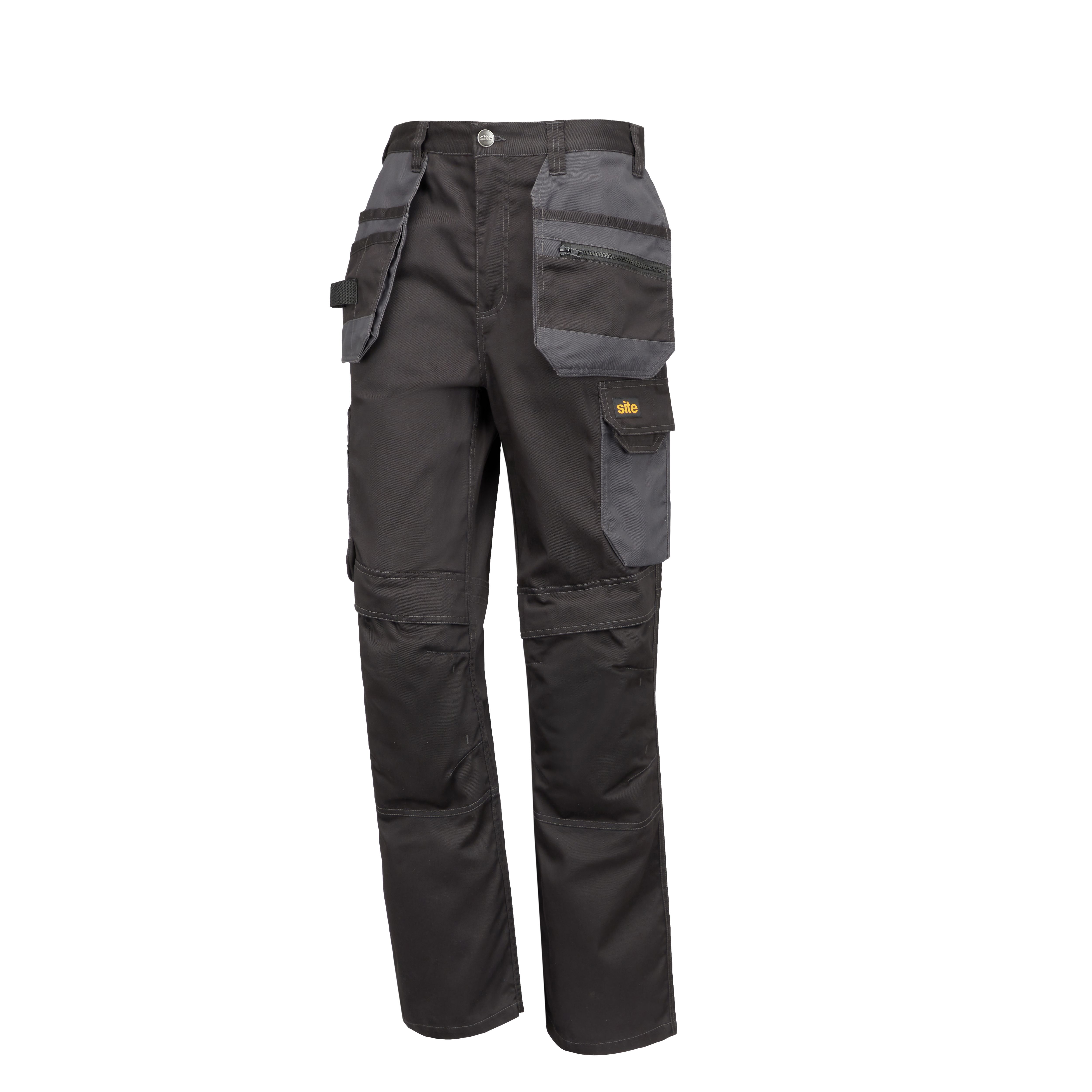 Site Coppell Black & grey Men's Holster pocket trousers, W36" L32"
