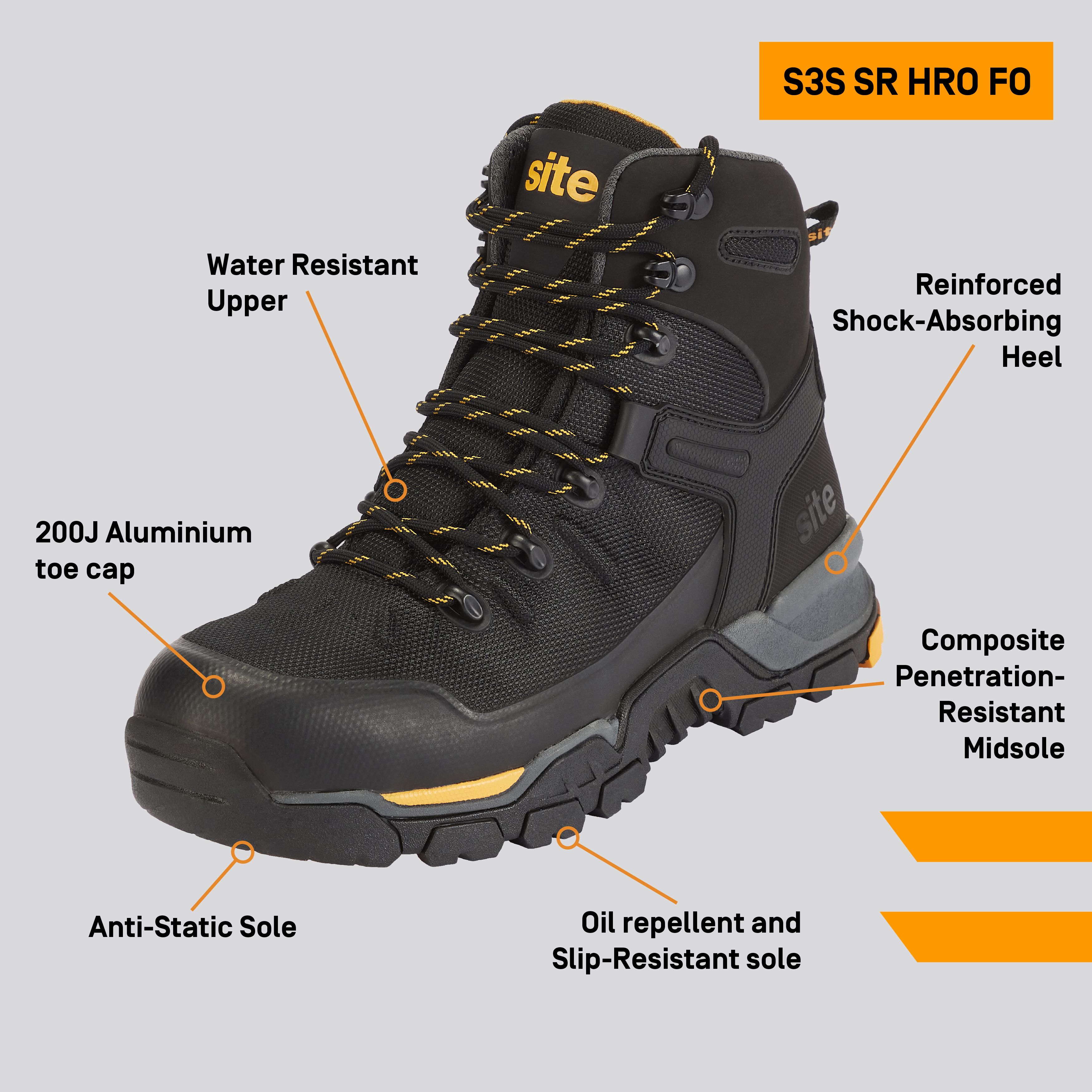 Site Densham Men's Black Safety boots, Size 8