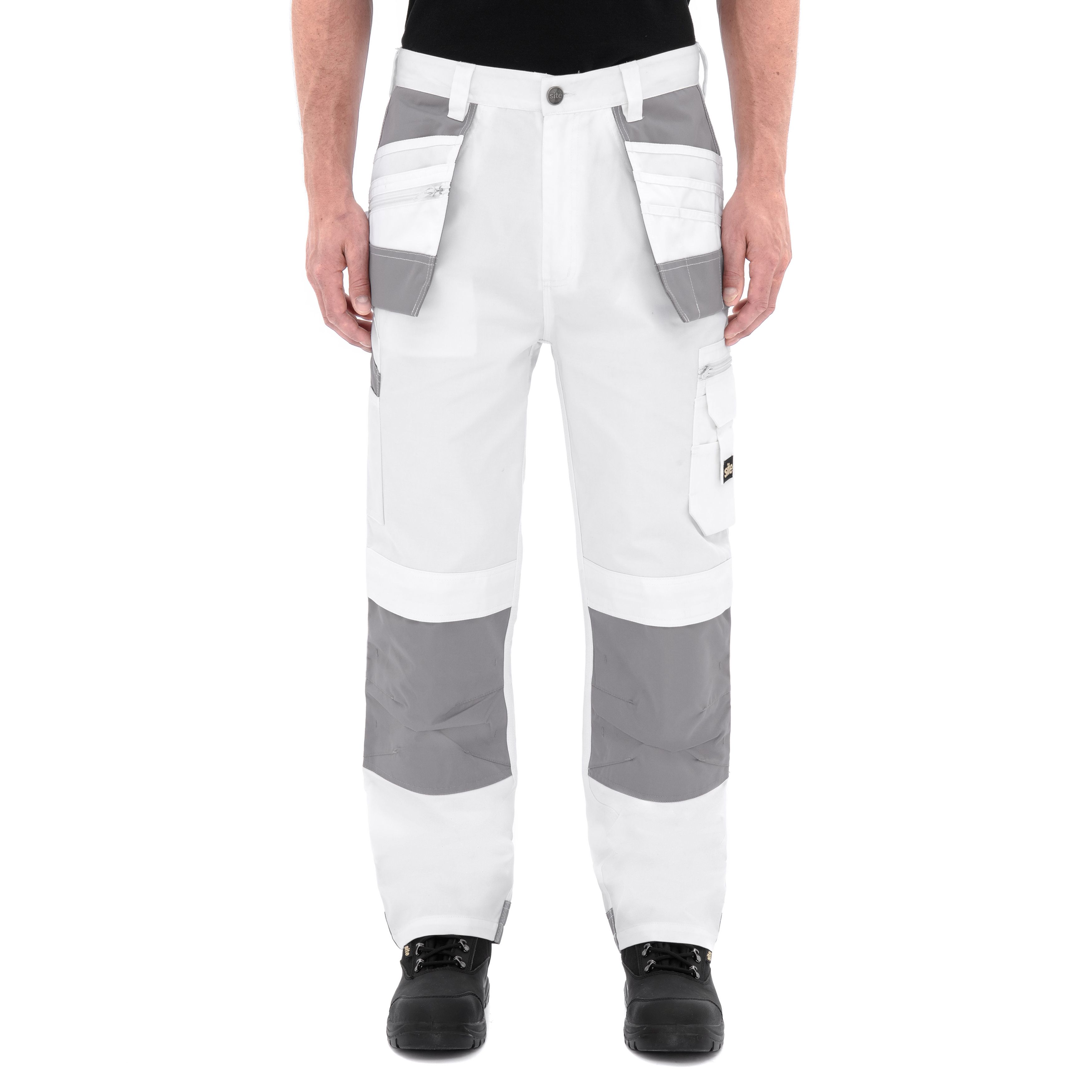 Site Jackal White / Grey Men's Trousers, W32" L32"