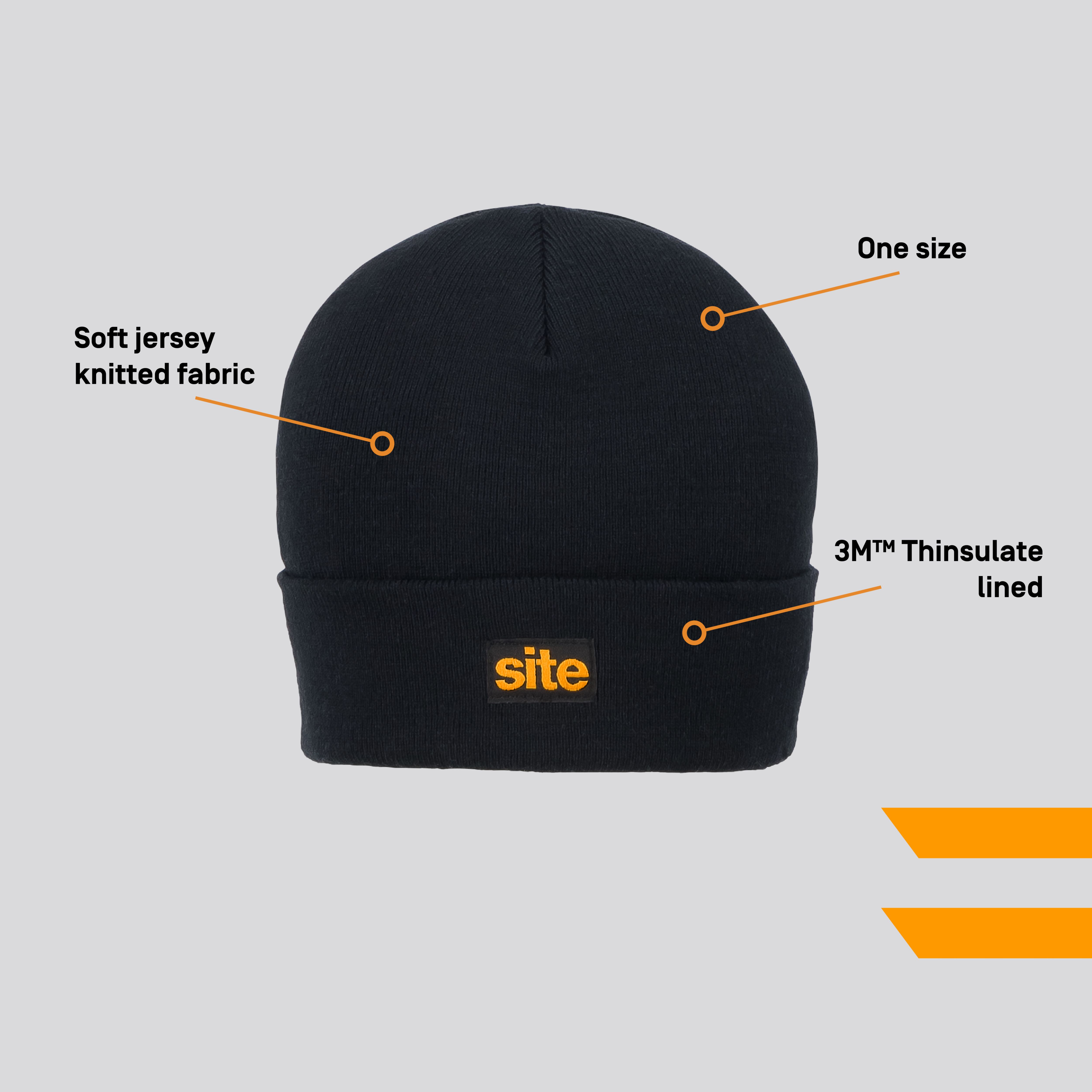 Site Kendry Black Knitted Hat, One size