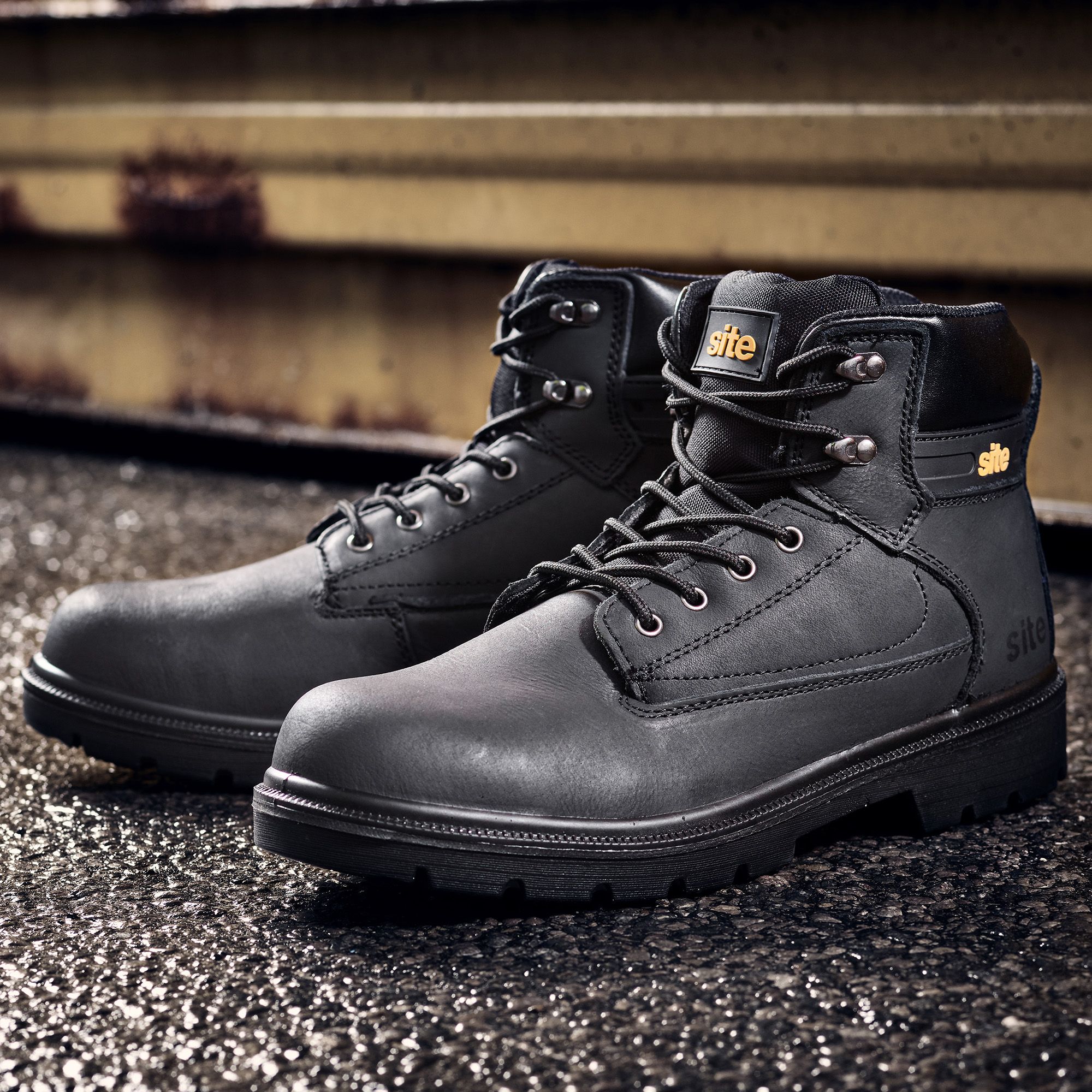 Mens black 2025 construction boots