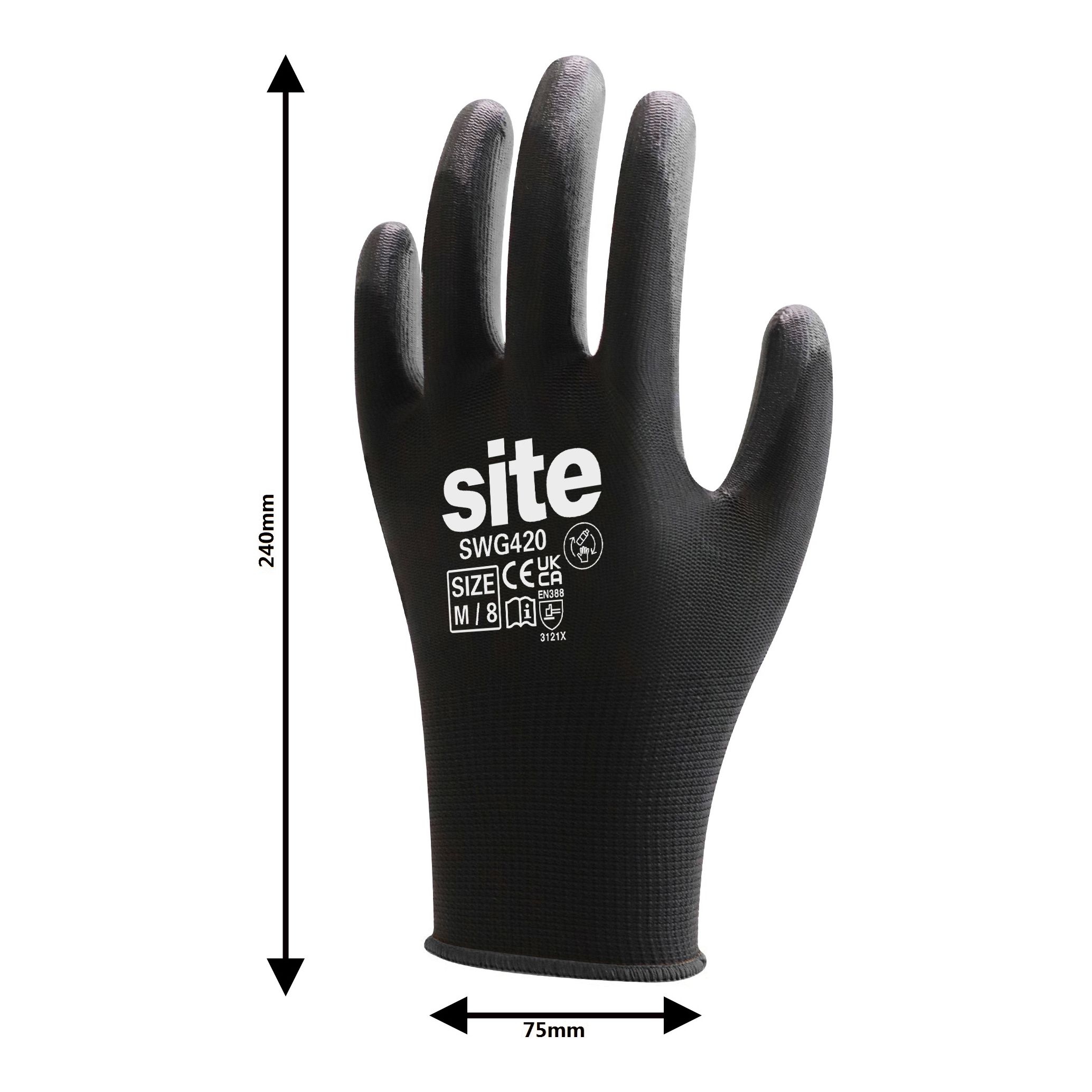 Site Nylon Black General handling gloves, Medium