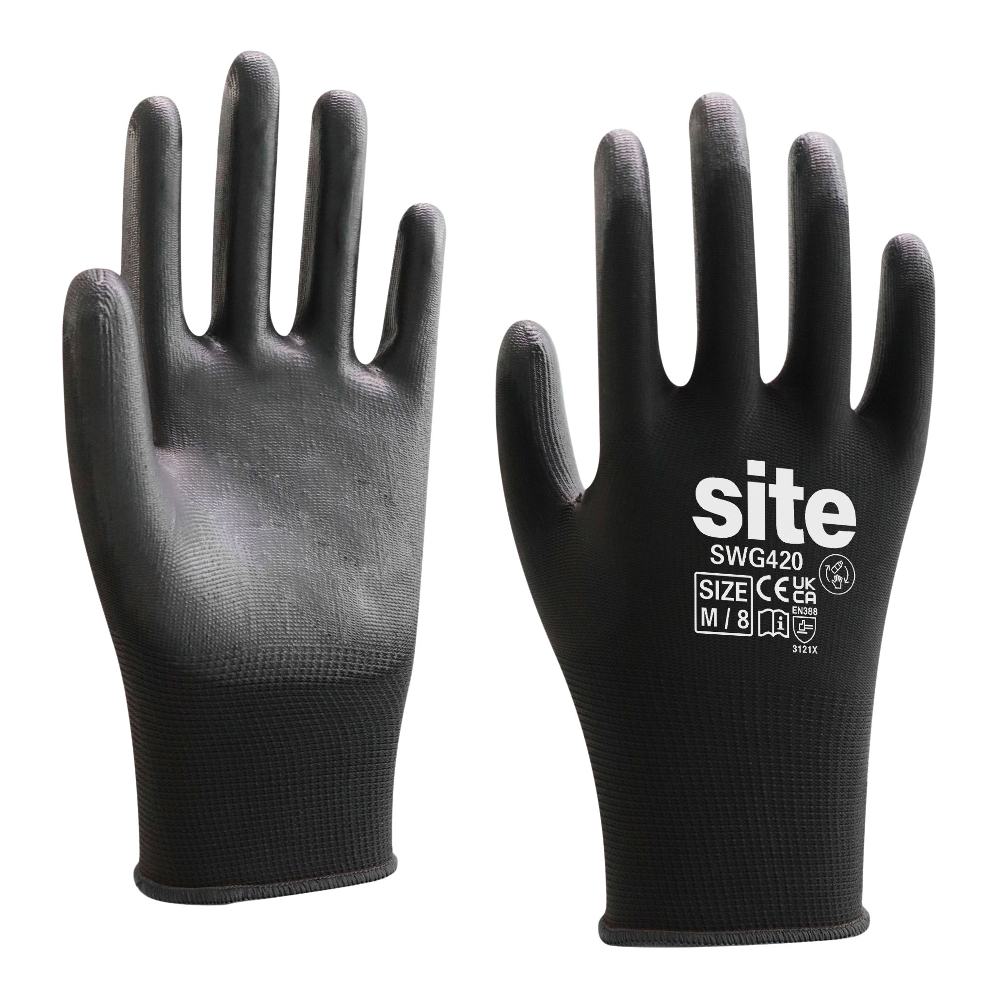 Site Nylon Black General handling gloves, Medium