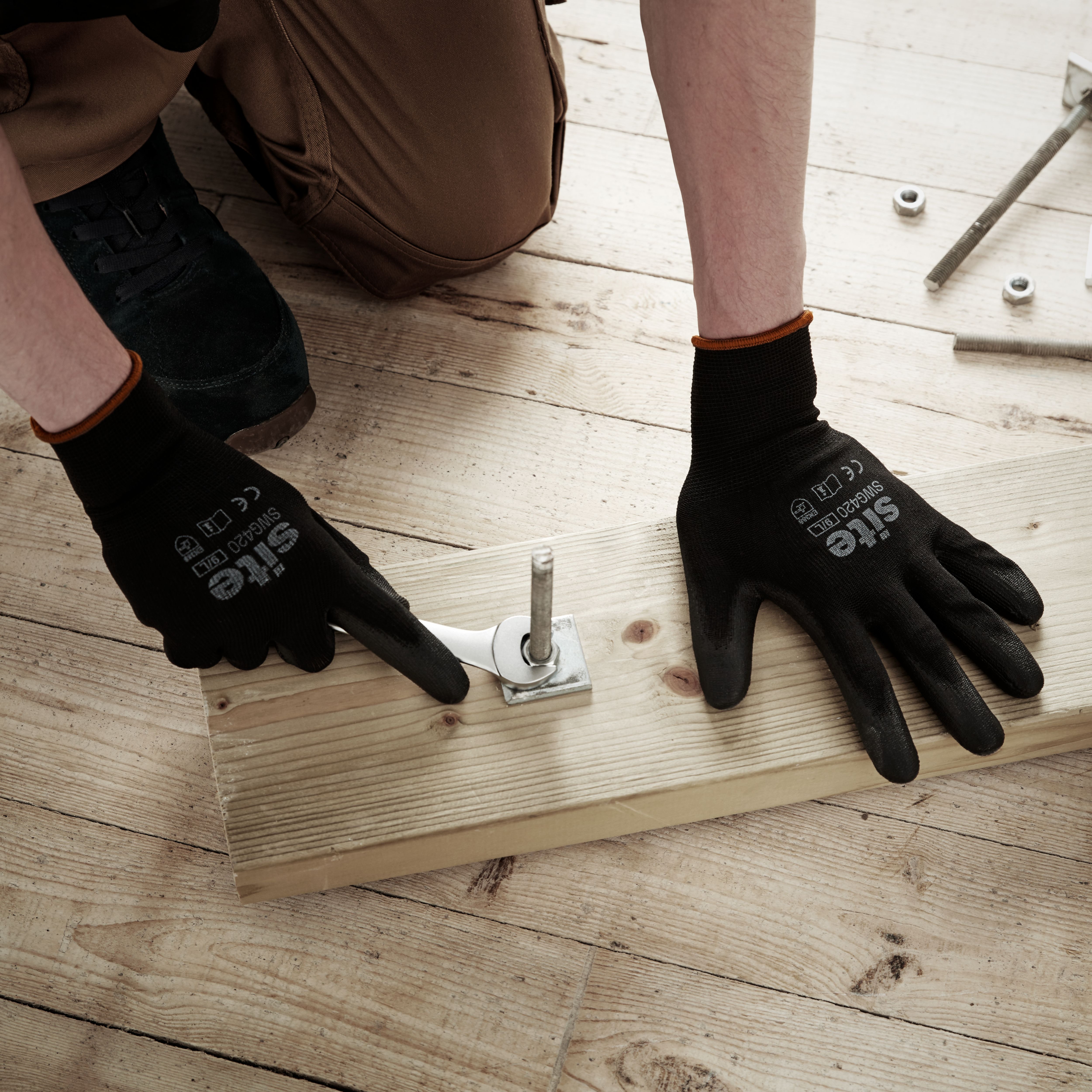 Site Polyester Black Gloves, X Large