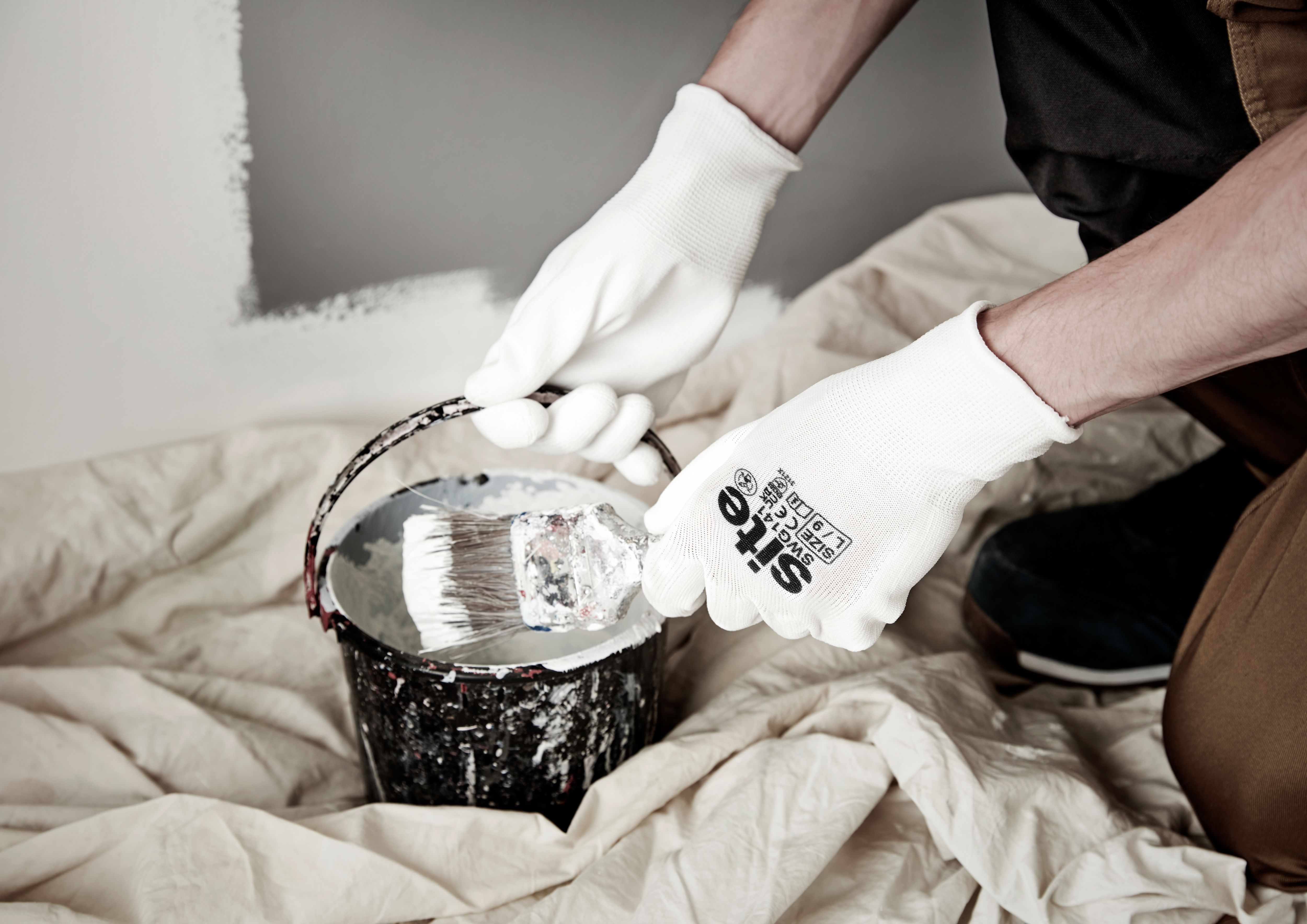 Site Polyester (PES) & polyurethane (PU) White Specialist handling gloves, Large