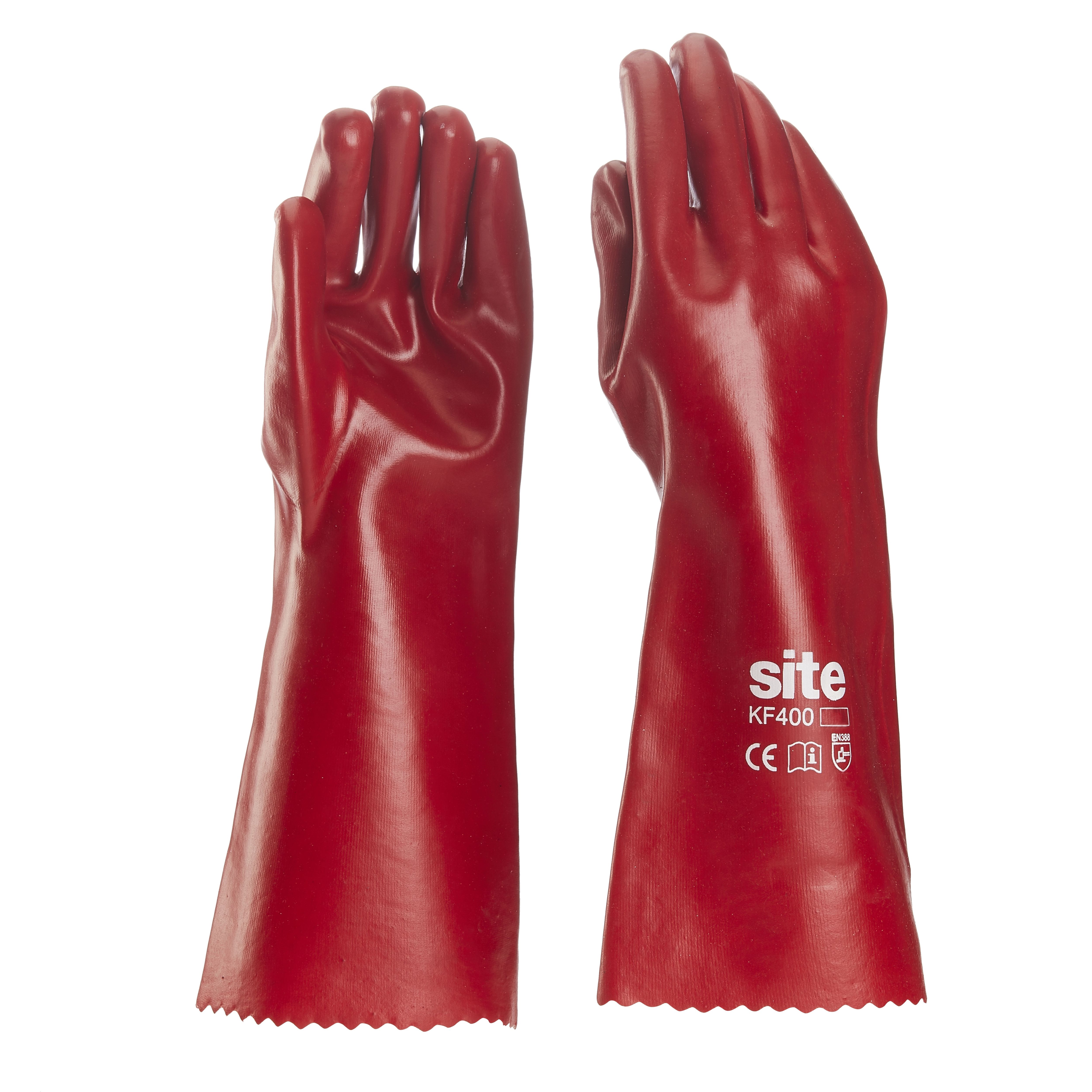 Site Red PVC Gauntlets, Large