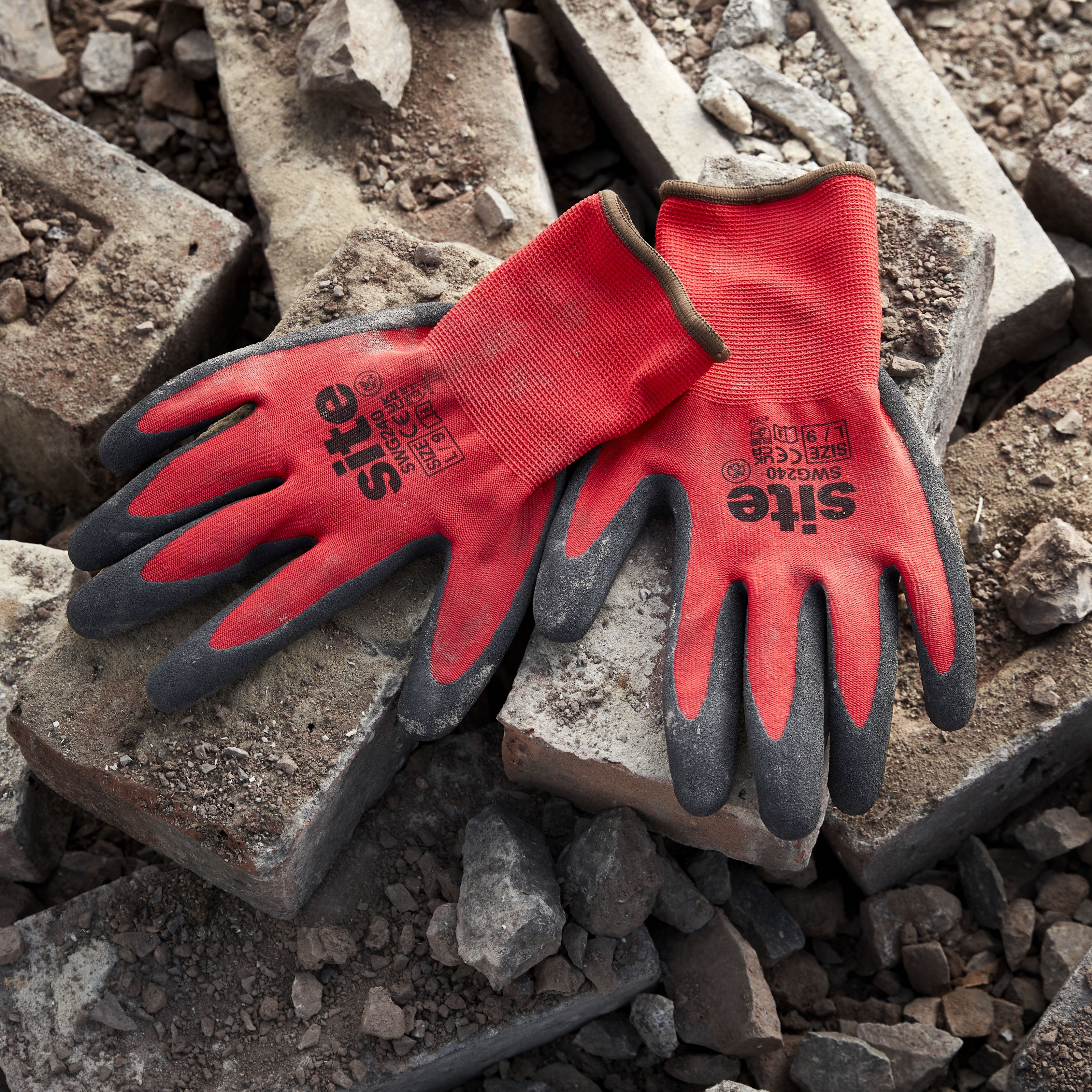 Site Synthetic Red & black Gloves, Large