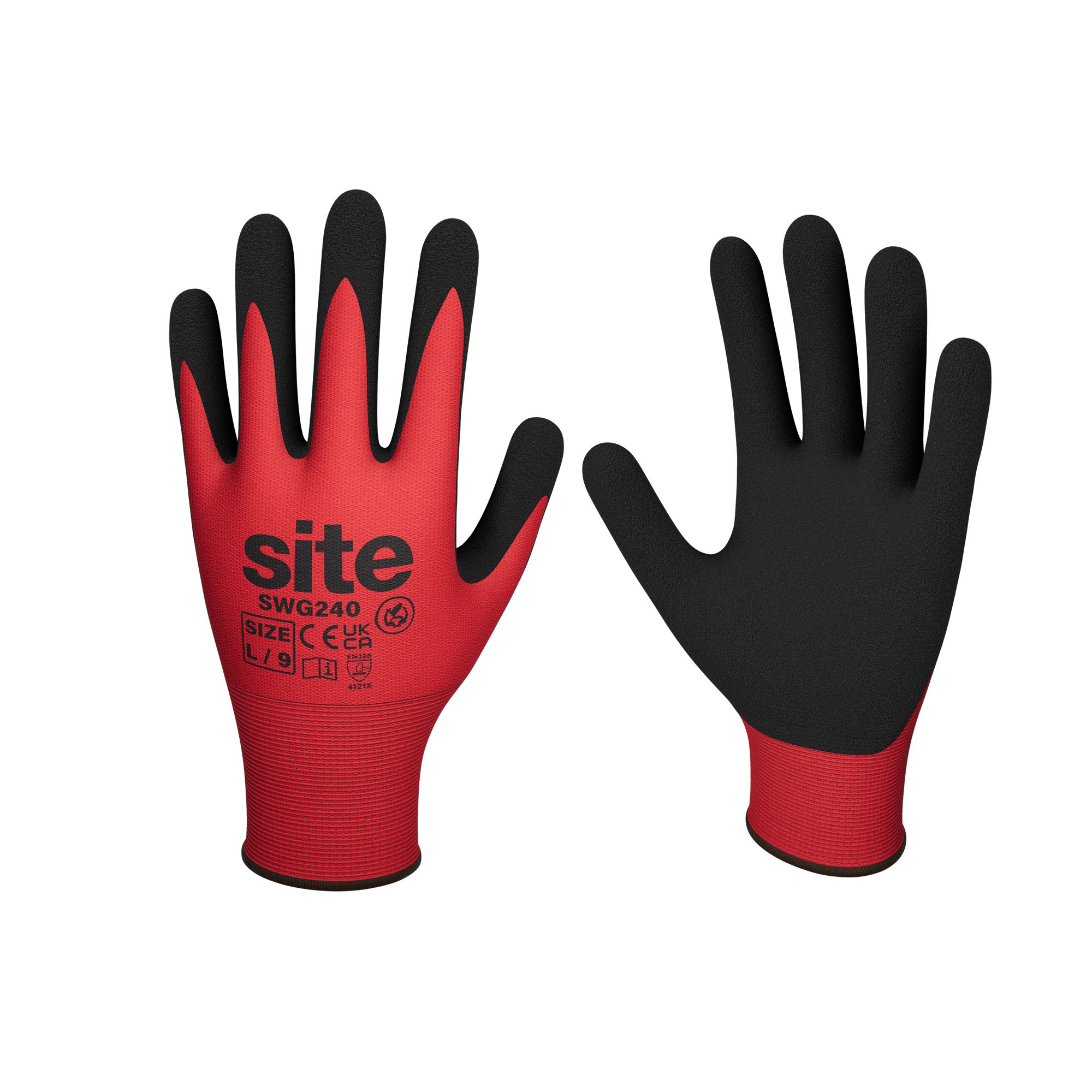 Site Synthetic Red & black Gloves, Large