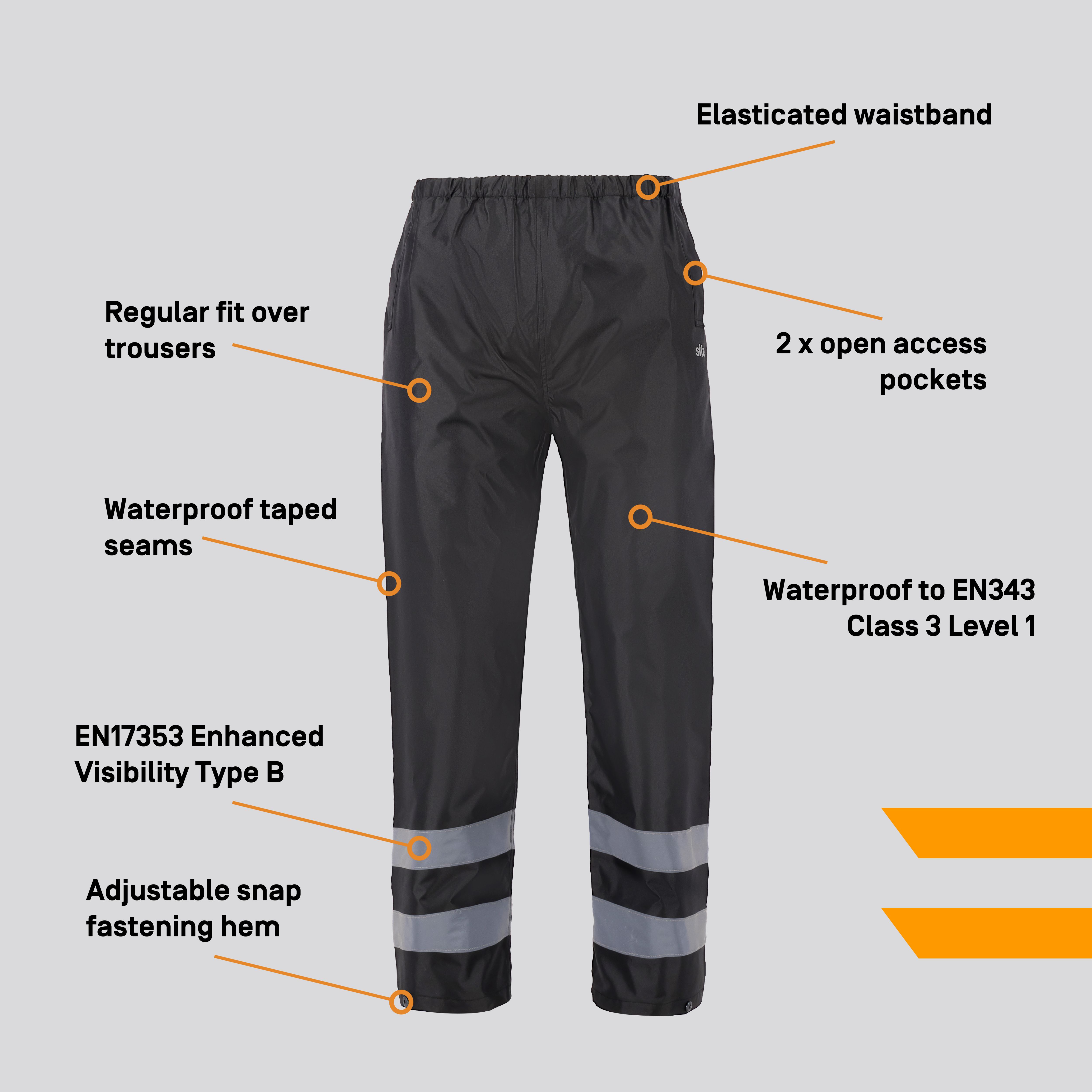 Site Wallinger Black Waterproof Trousers Medium