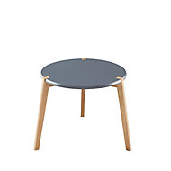 Siva Matt dark grey & natural Non extendable Side table (H)39cm (W)45cm