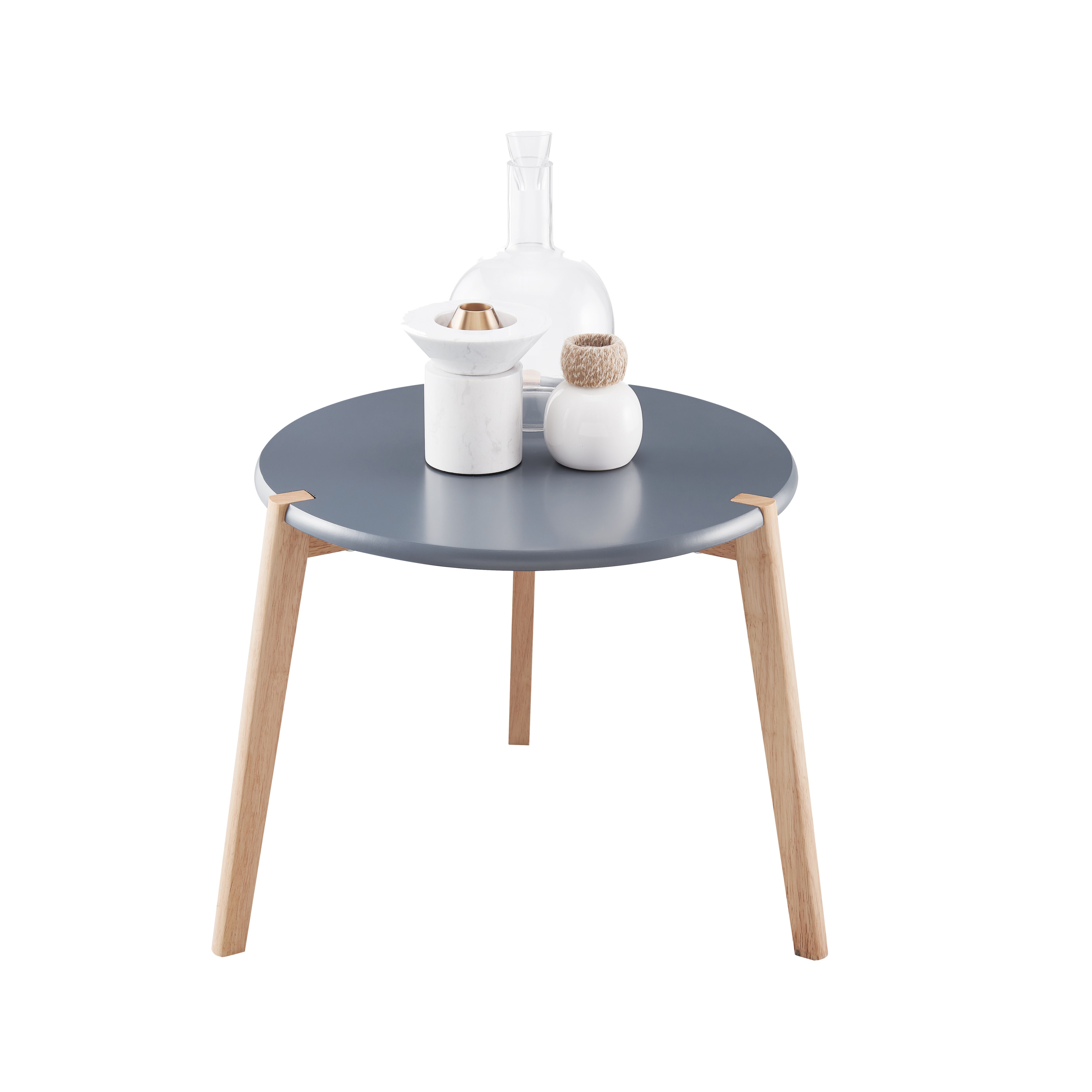 Siva Matt dark grey & natural Side table (H)39cm (W)45cm